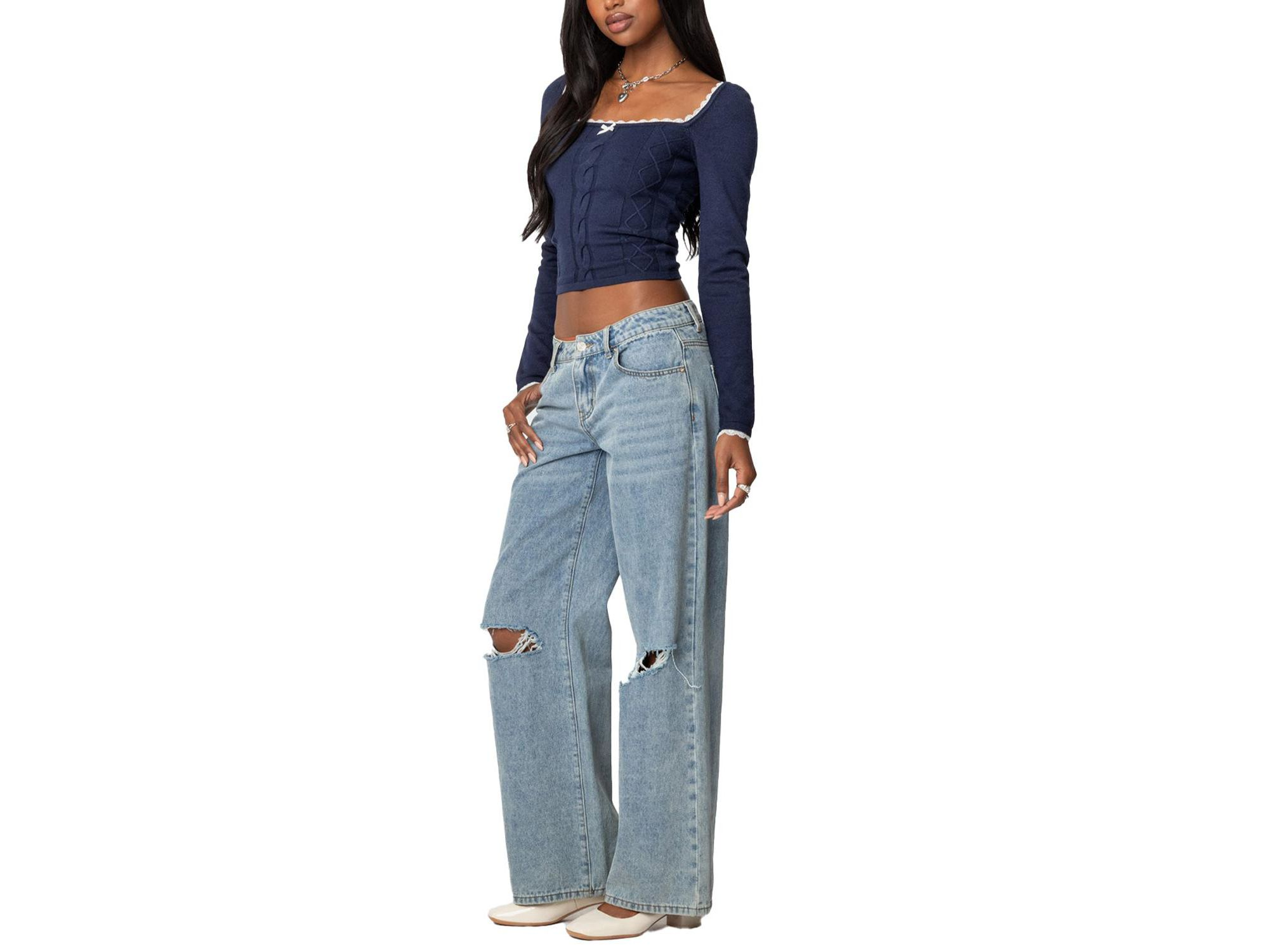 Ansley Lacey Cable Knit Top — Image 3