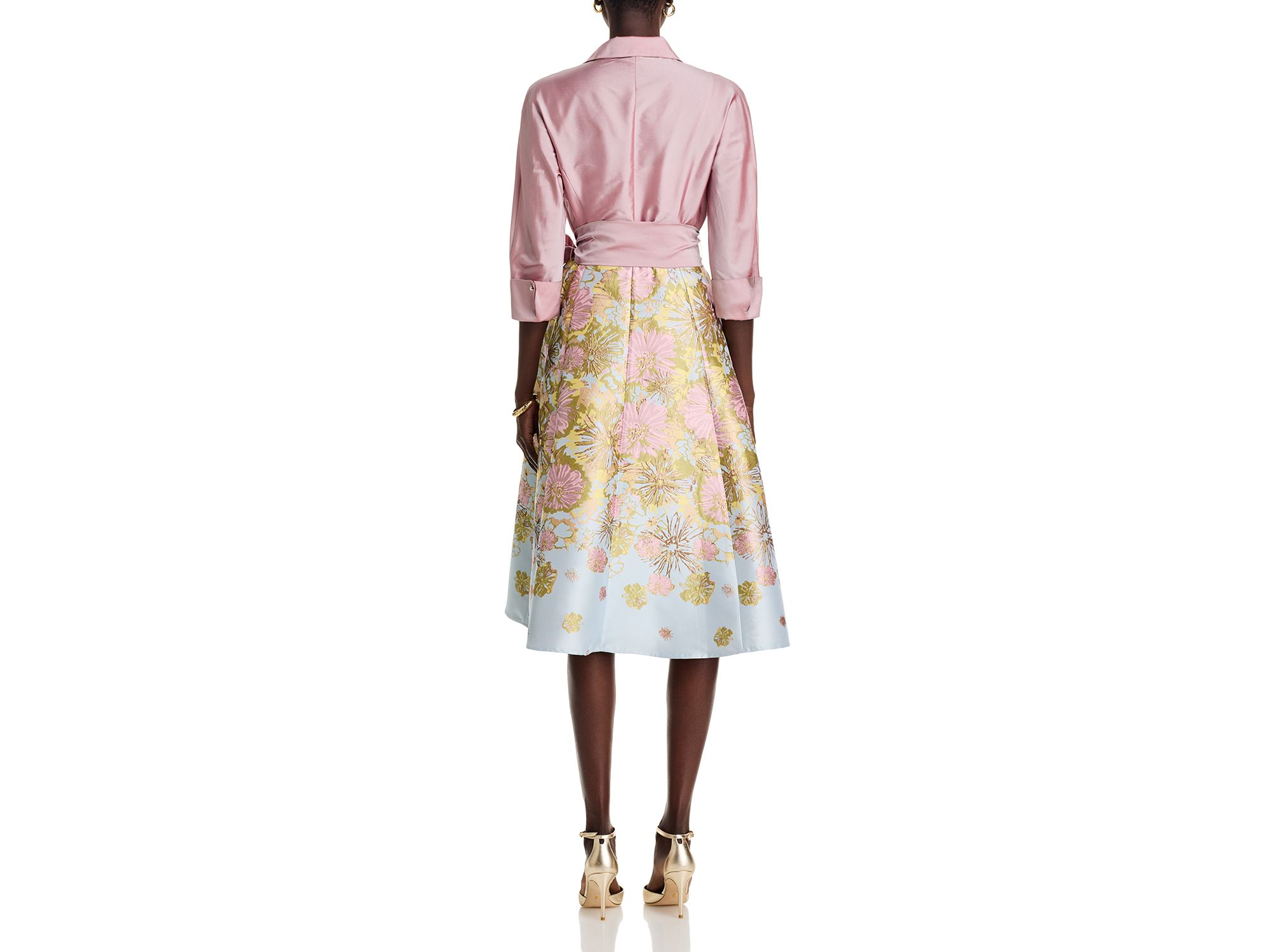 Mixed Media Floral Jacquard Shirt Dress — Image 4