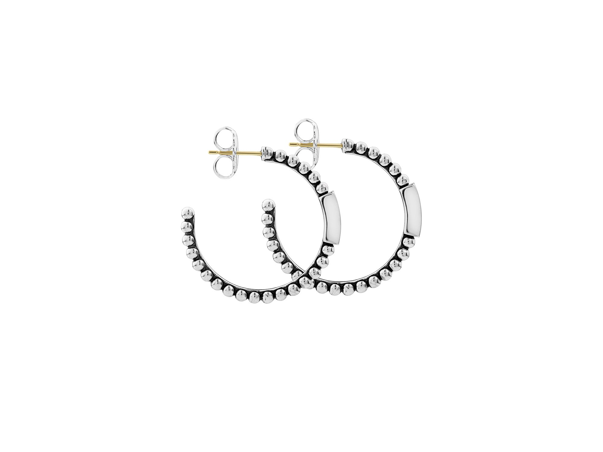 Sterling Silver Caviar Spark Diamond Hoop Earrings — Image 4