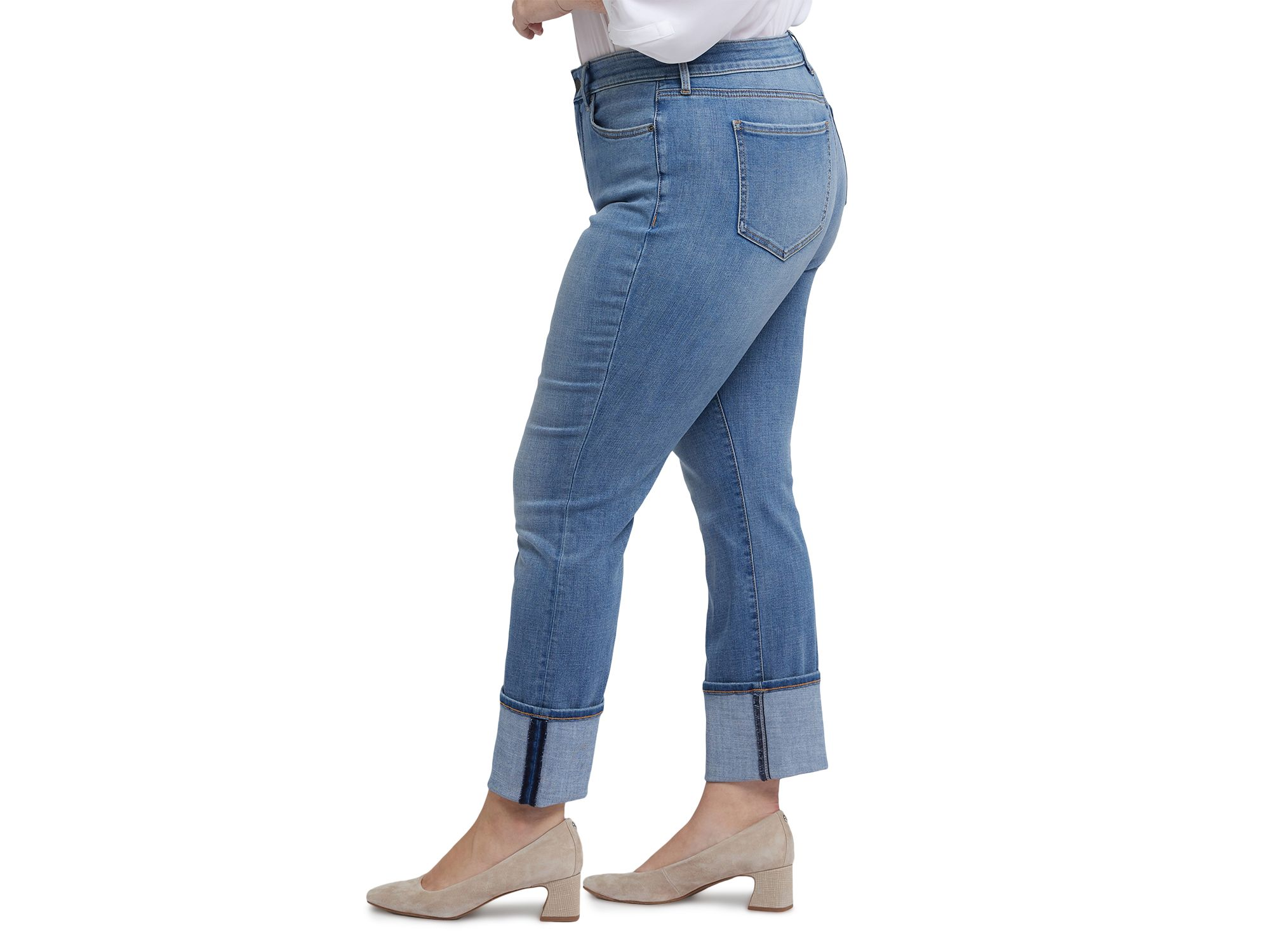 Marilyn Wide Cuff Straight Jeans in Barcelona — Image 3