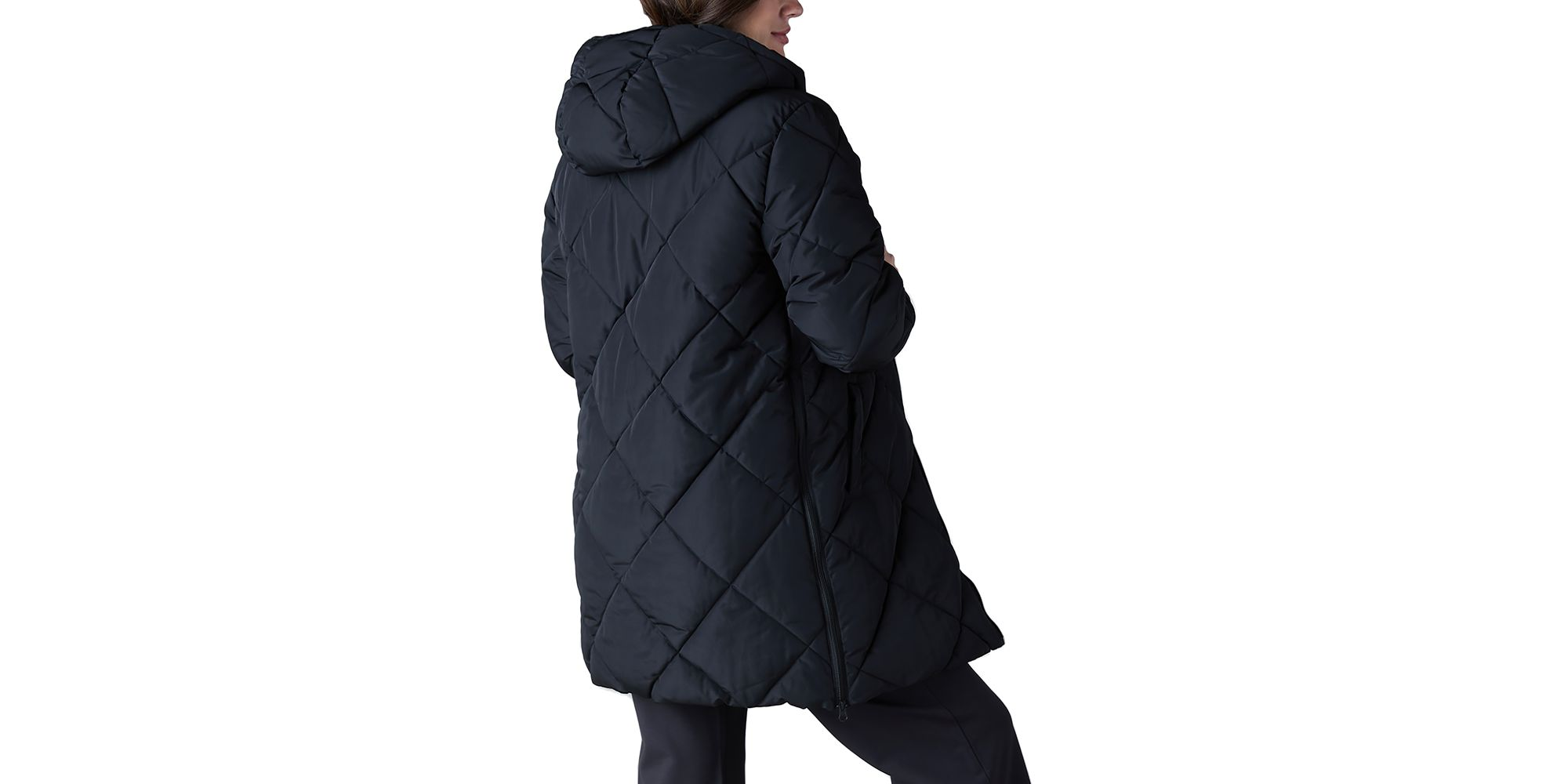 Hooded Longline Puffer Maternity Jacket — Image 4
