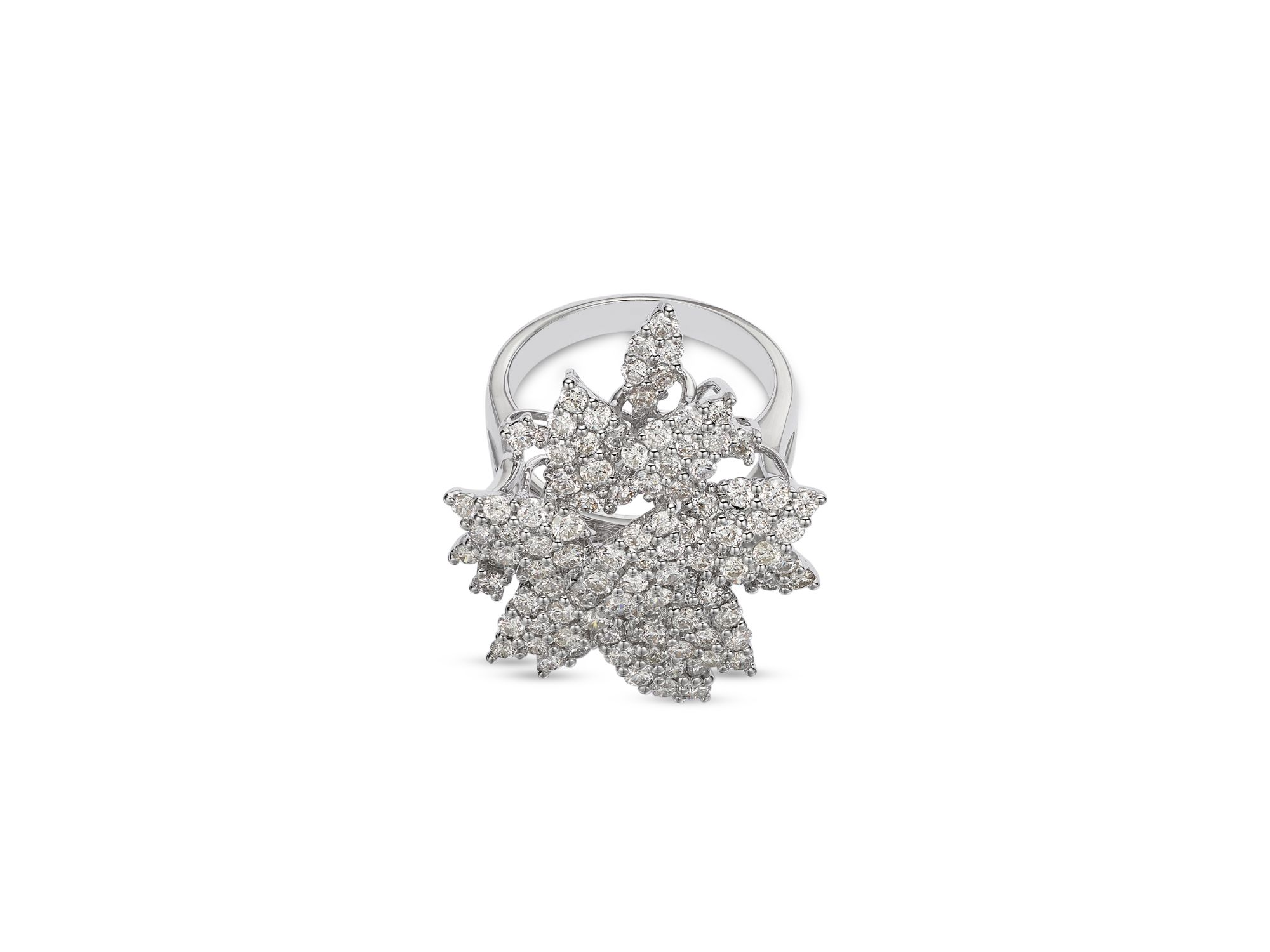 Diamond Flower Ring in 14K White Gold, 3.20 ct. t.w — Image 3