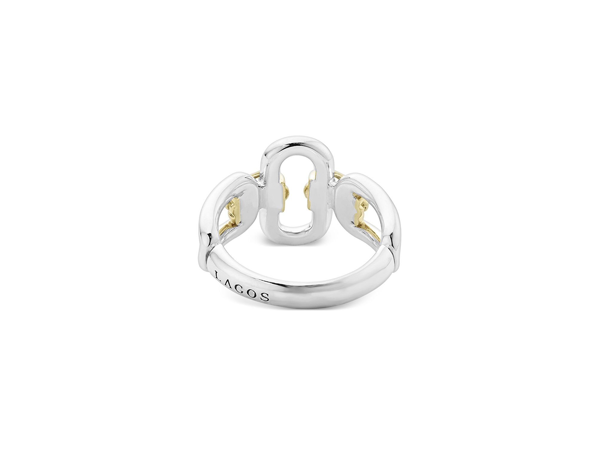 18K Yellow & Sterling Silver Signature Caviar Oval Link Ring — Image 5