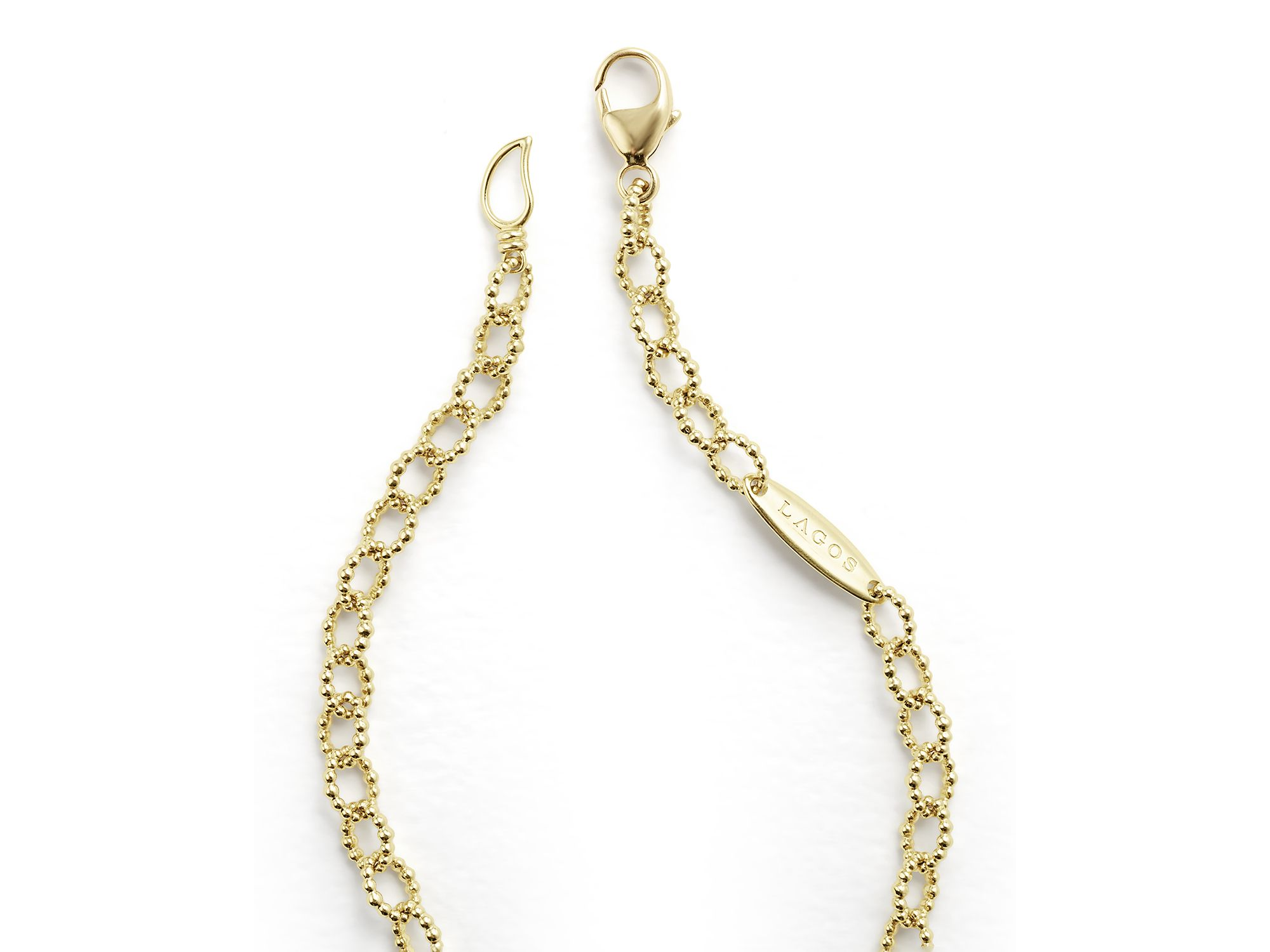 18K Yellow Gold Signature Caviar Beaded Oval Link Bracelet — Image 4