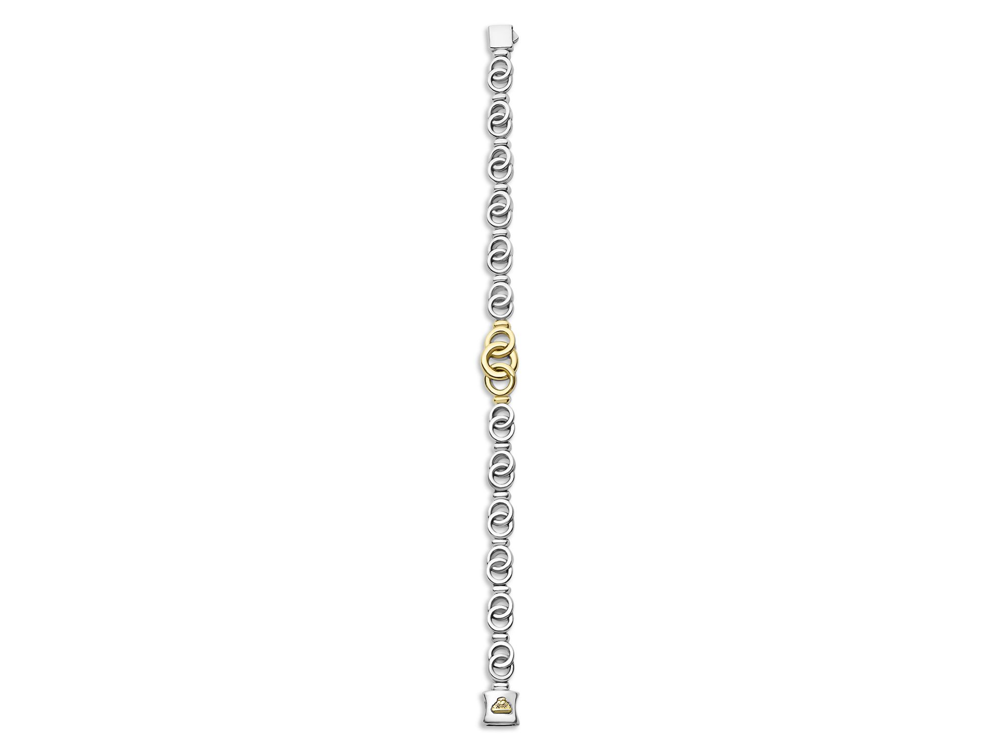 18K Yellow Gold & Sterling Silver Signature Caviar Interlocking Link Bracelet — Image 6