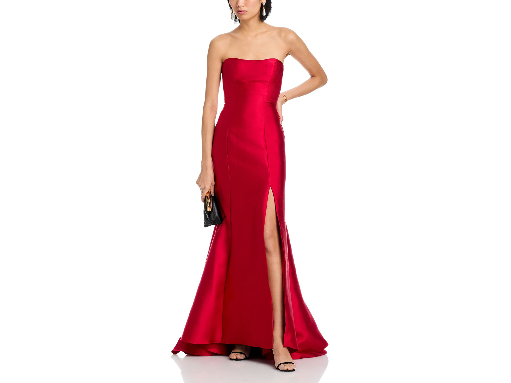 Mikado Lace Up Back Strapless Gown - Exclusive — Image 4