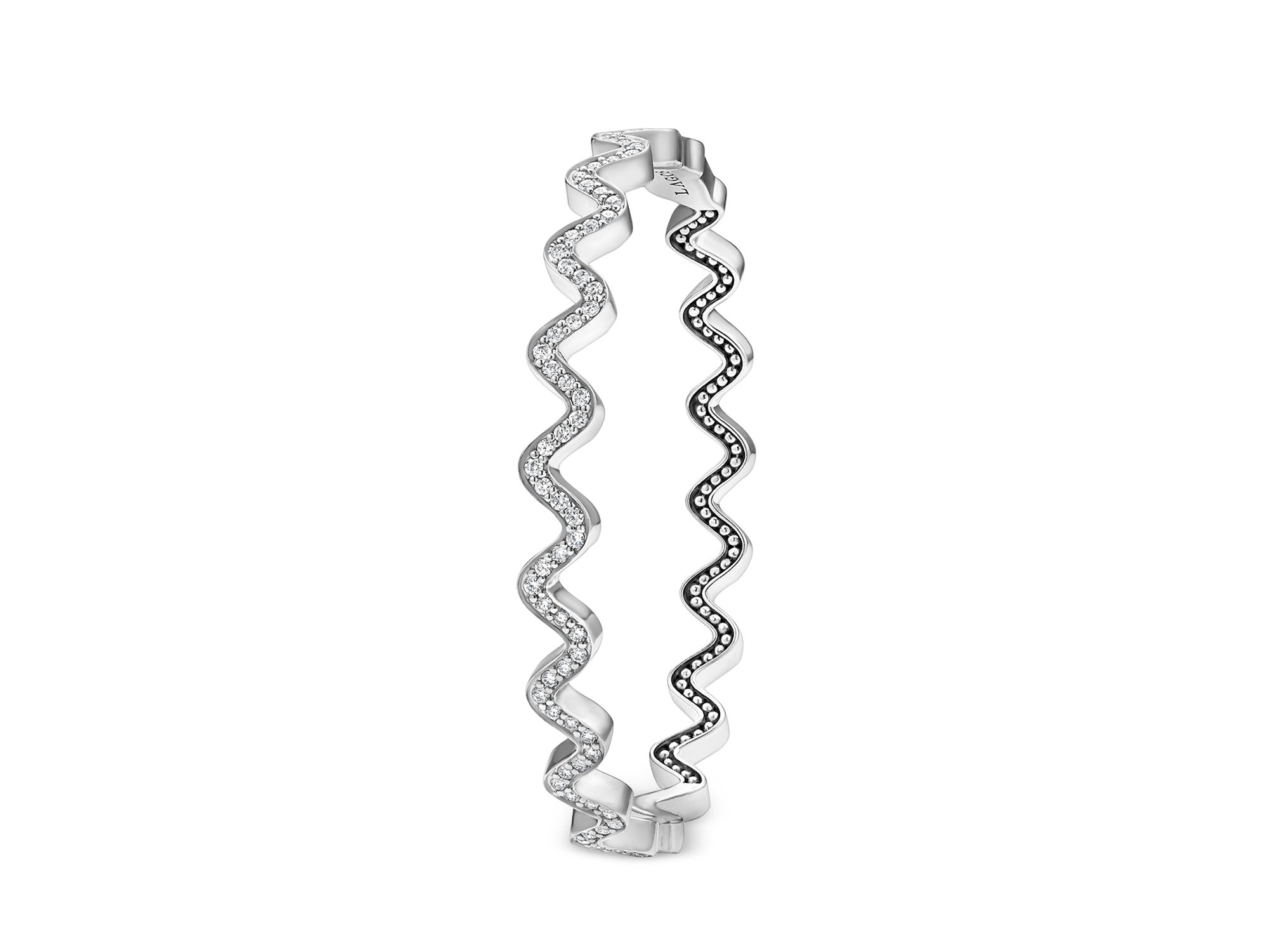 Sterling Caviar Spark Diamond Wavy Bangle Bracelet Collection — Image 3