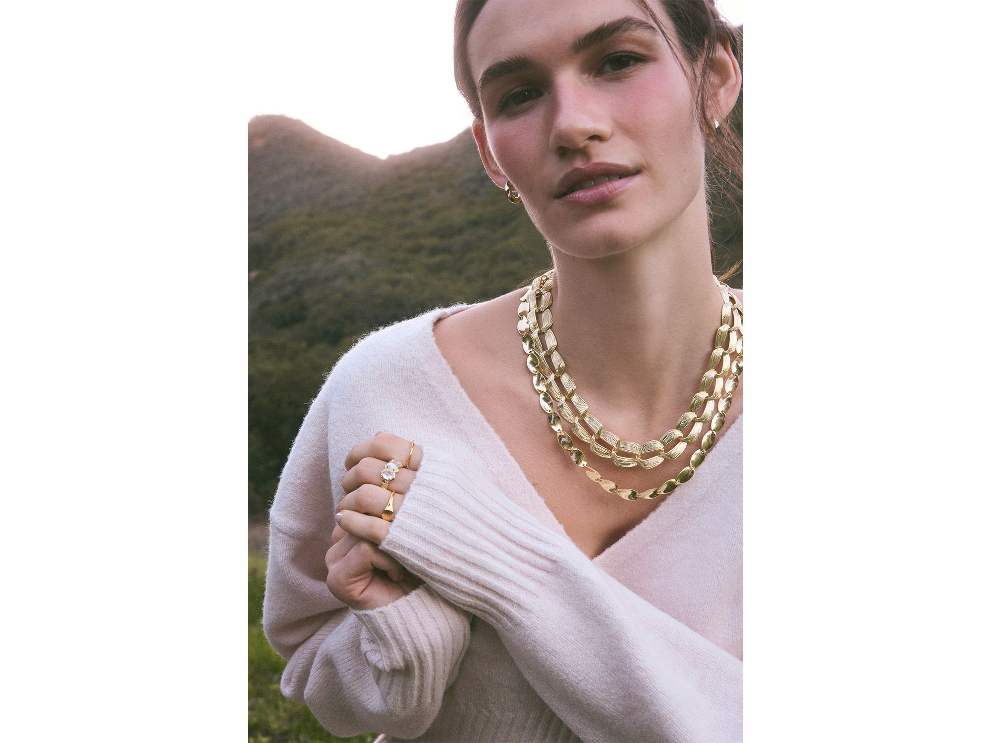 Kira Multi Strand Chain Necklace, 18-20.5" — Image 4