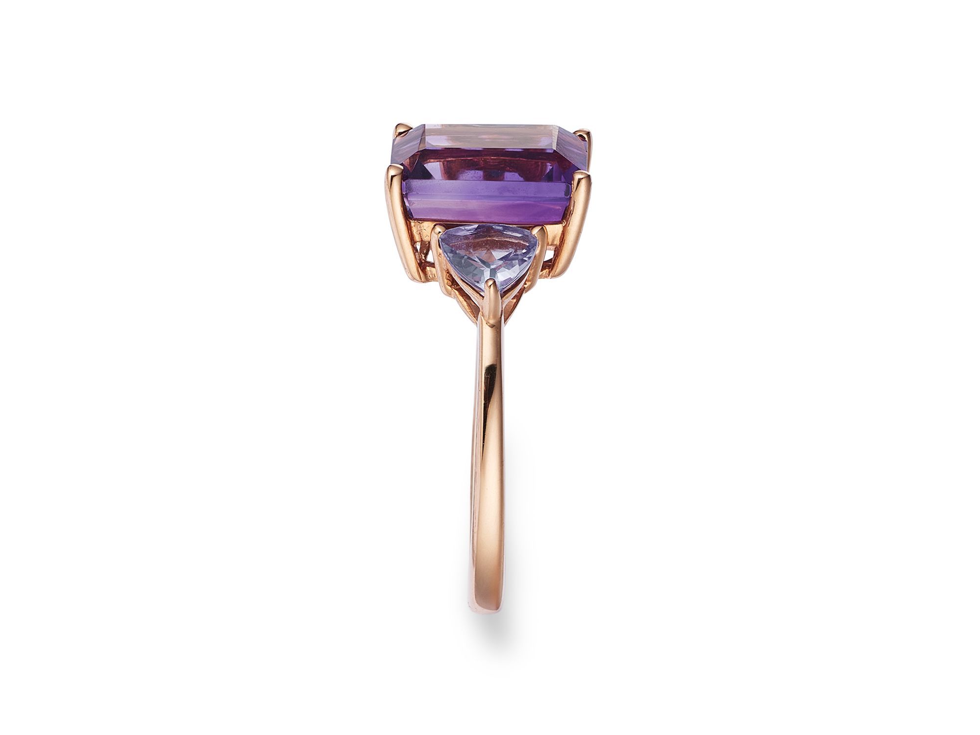 Amethyst & Tanzanite Cocktail Ring in 14K Rose Gold — Image 5