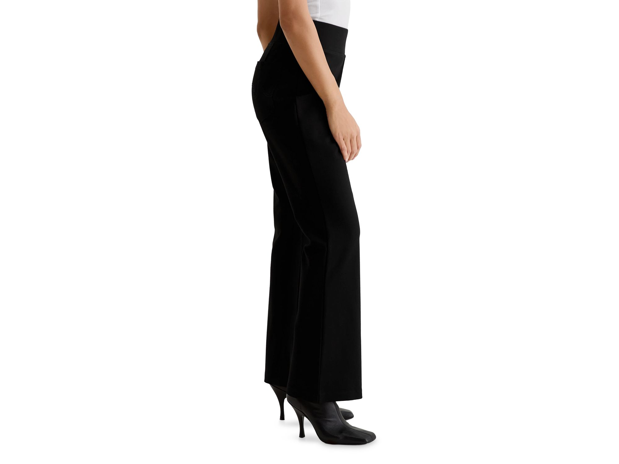 Salma Pull On Flare Leg Jeans in Super Black — Image 6