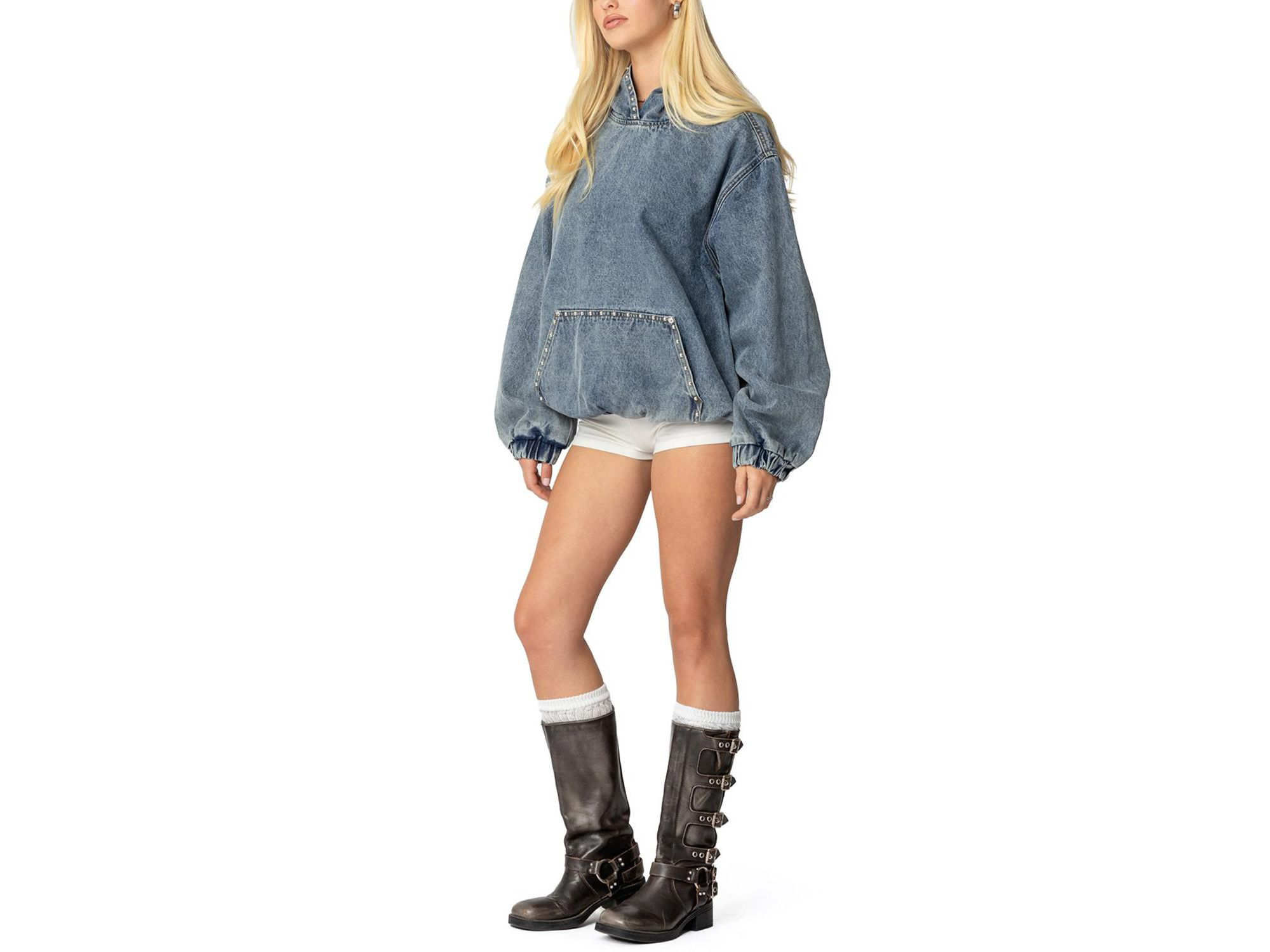 Marney Oversized Studded Denim Hoodie — Image 3