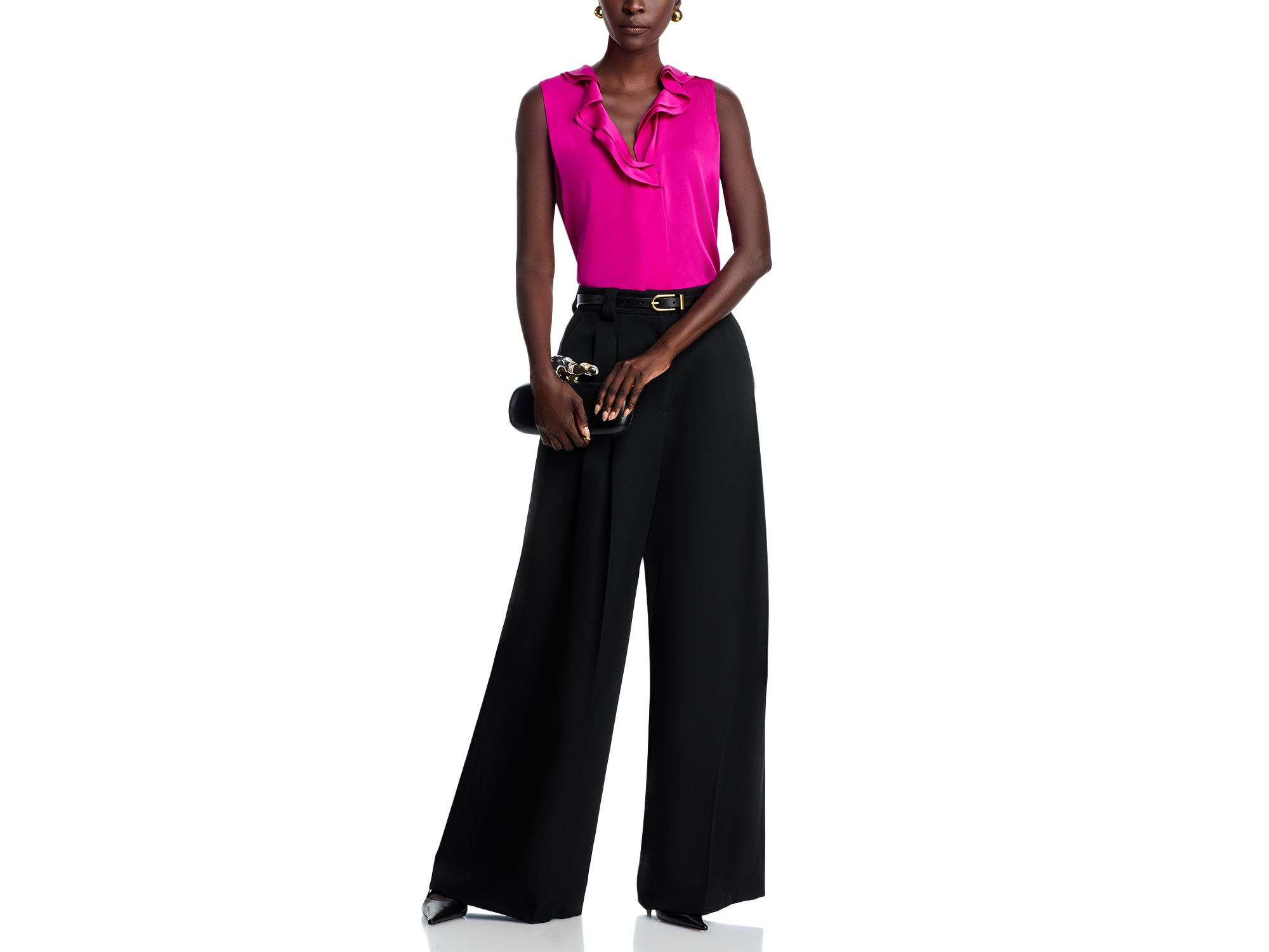Kali Silk Blend Ruffle Collar Blouse — Image 4