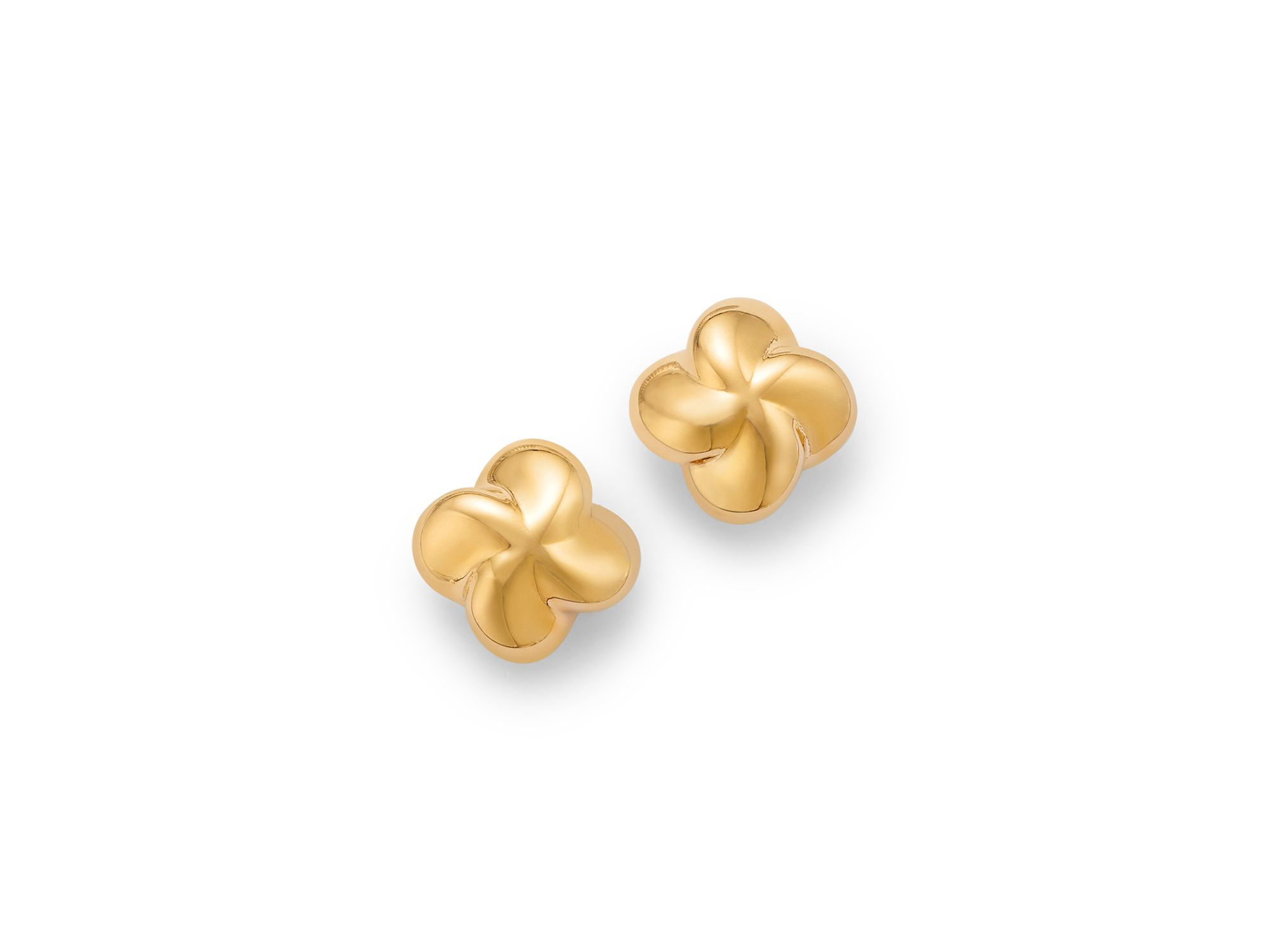 Children's Flower Puff Stud Earrings in 14K Yellow Gold — Image 4