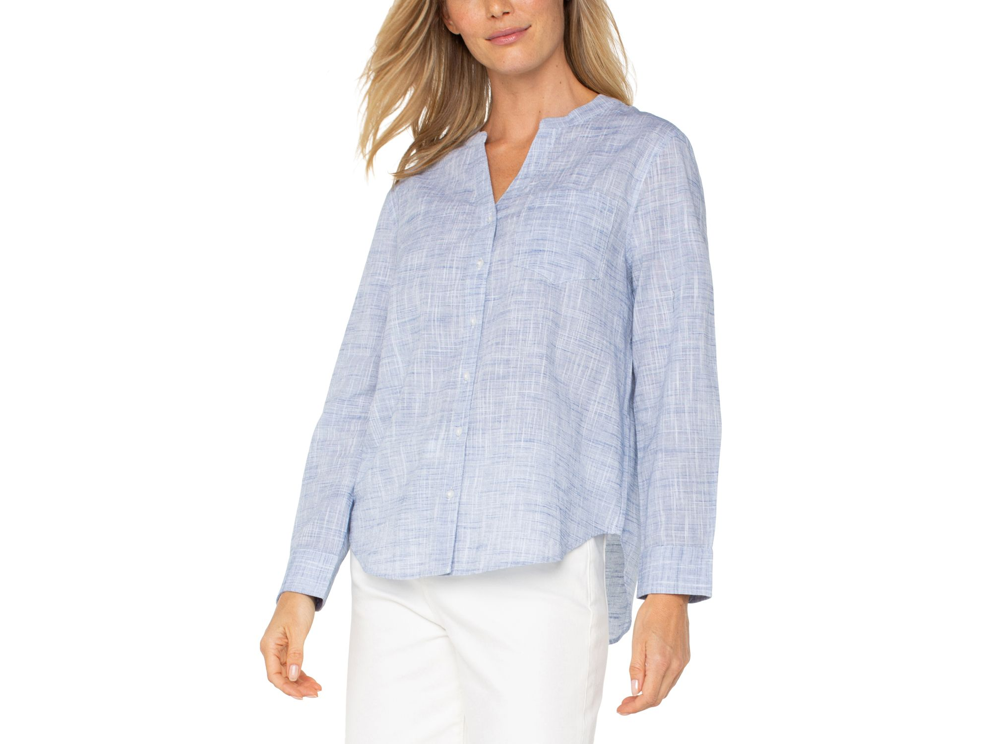 Long Sleeve Button Front Woven Top — Image 5