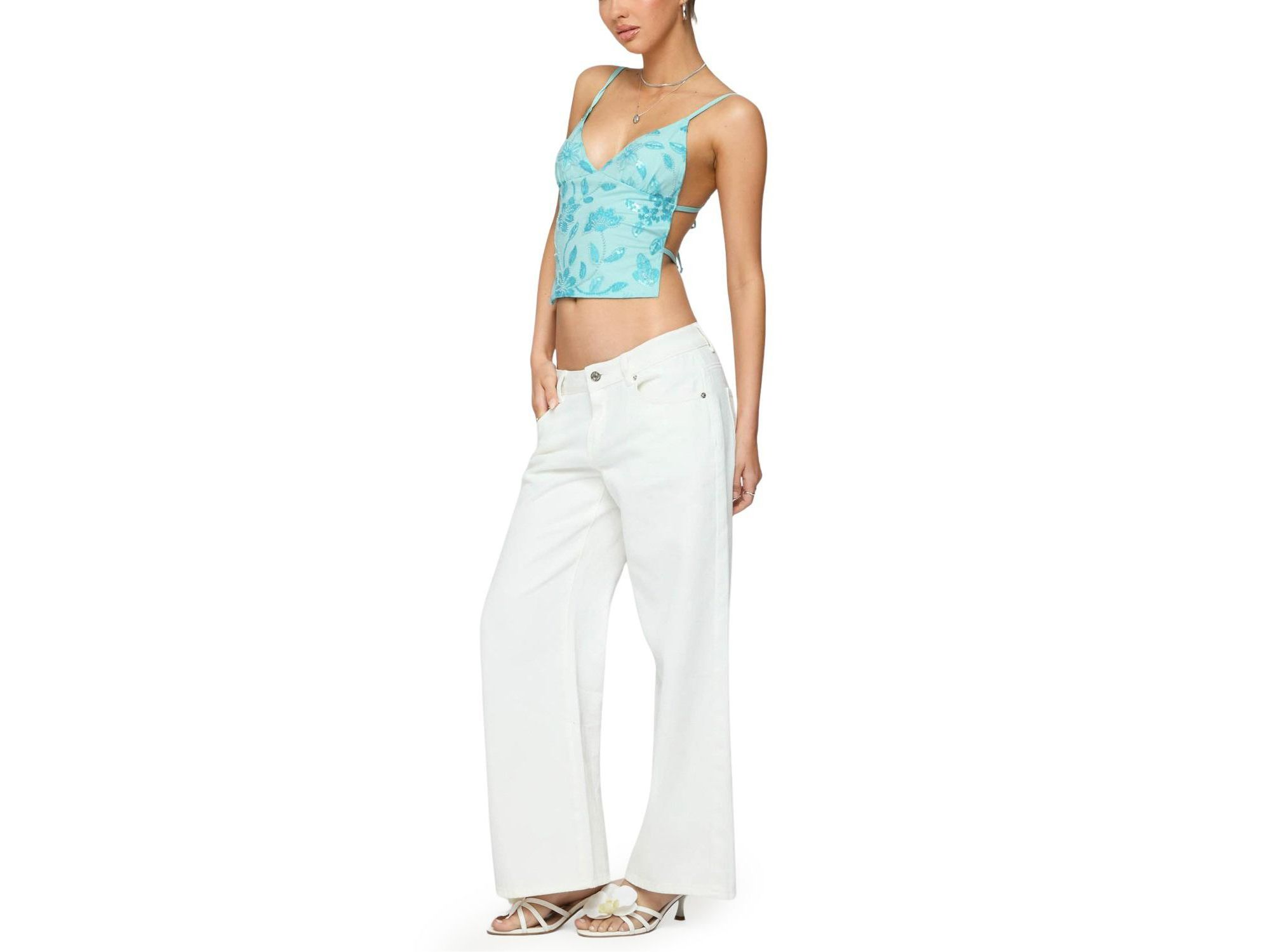 Pia Sequin Floral Backless Top — Image 3