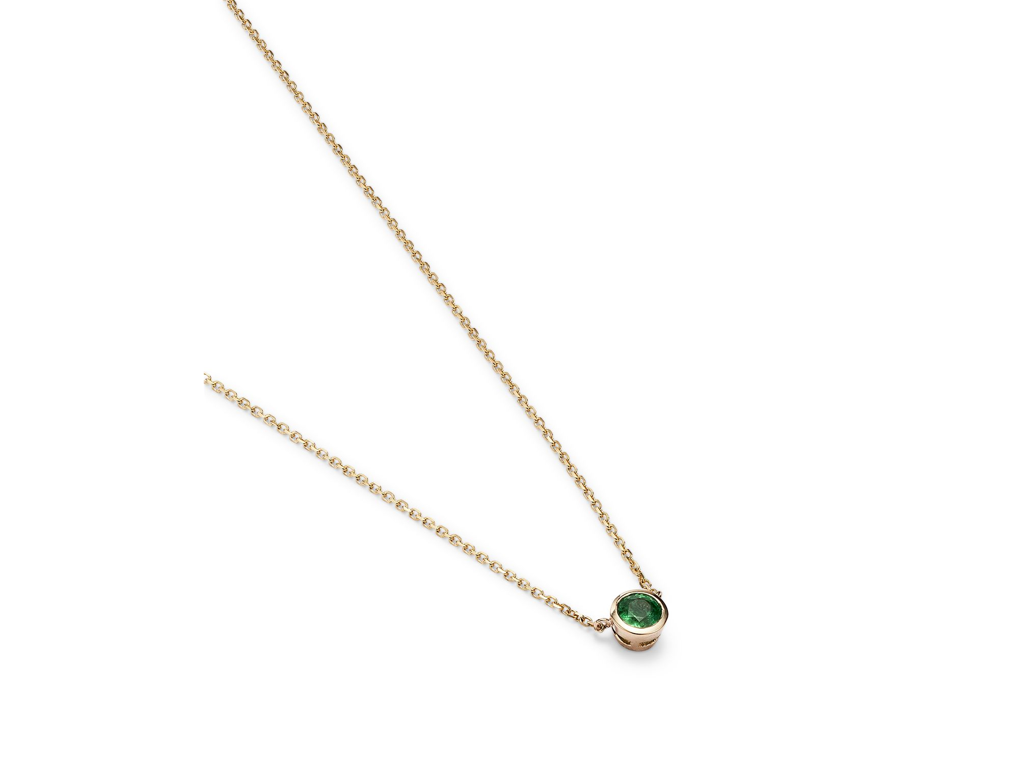 Emerald Bezel Pendant Necklace in 14K Yellow Gold, 16" — Image 4