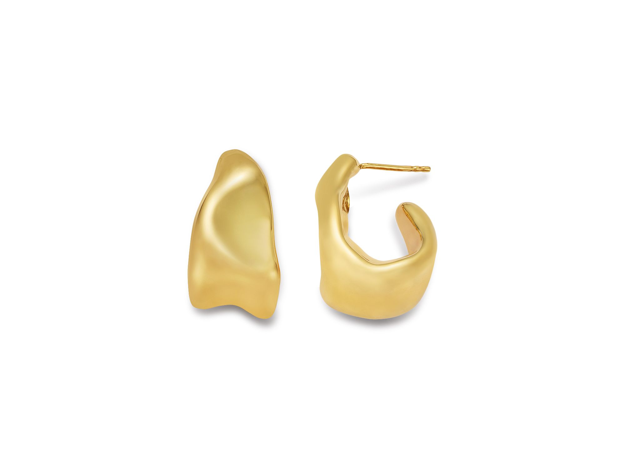 Sculptural Hoop Earrings in 14K Yellow Gold — Image 3