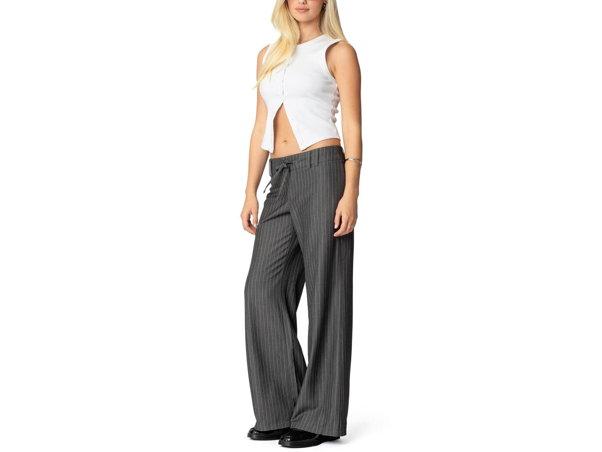 Mayla Wide Leg Pinstripe Trousers — Image 3