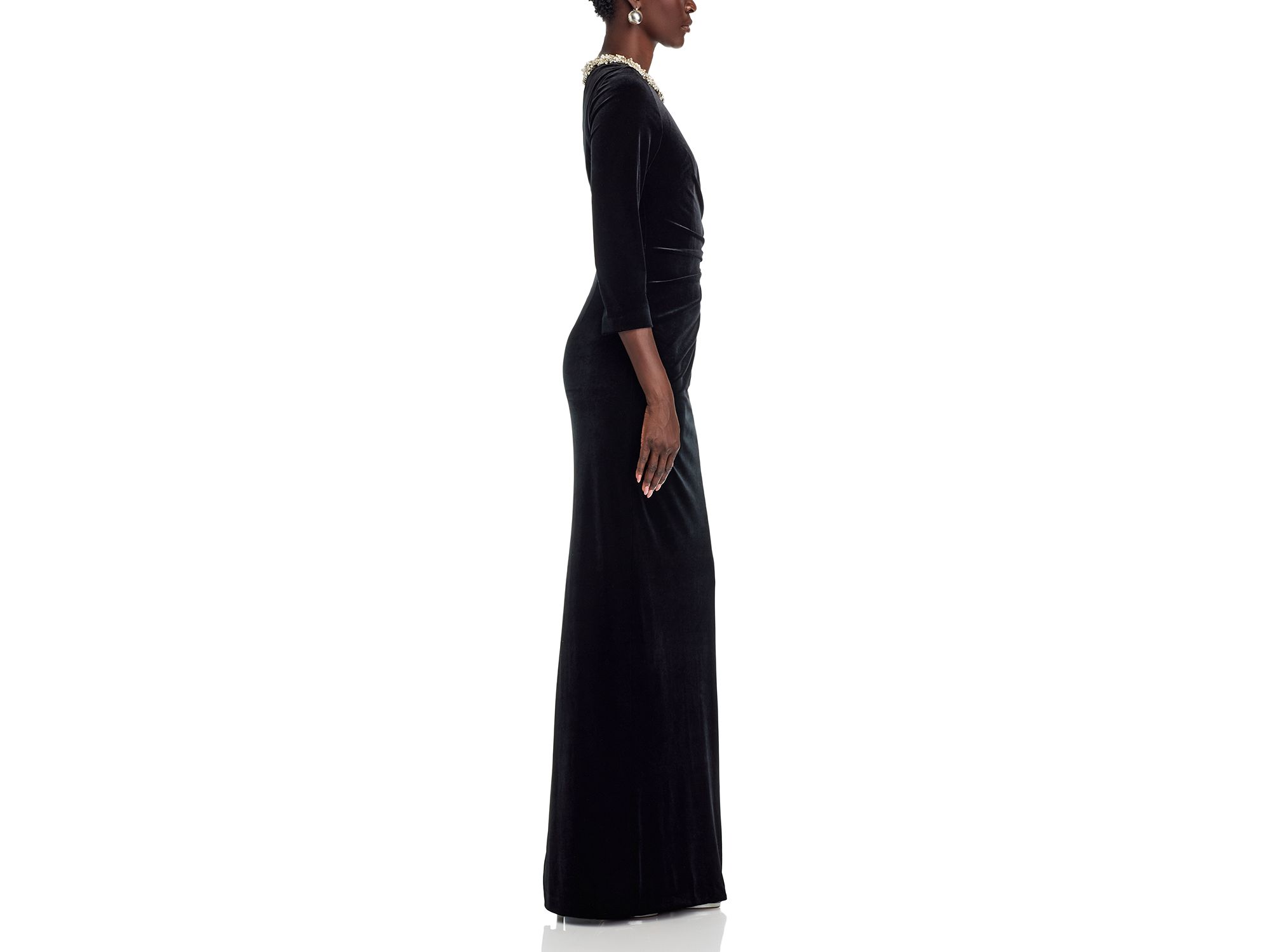 Velvet Jeweled Collar Gown — Image 5