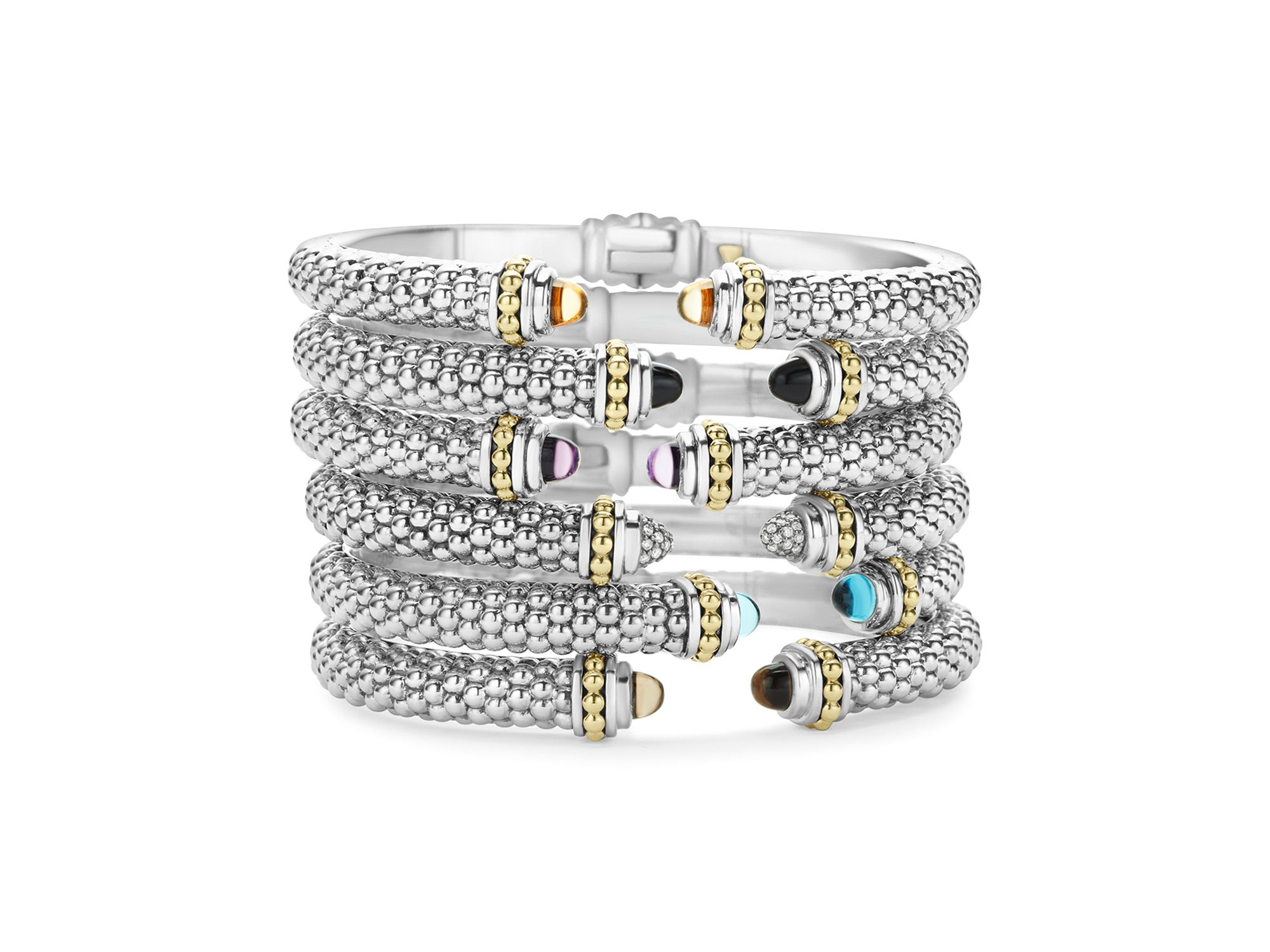 18K Gold and Sterling Silver Rittenhouse Gemstone Cuffs, 8mm — Image 3