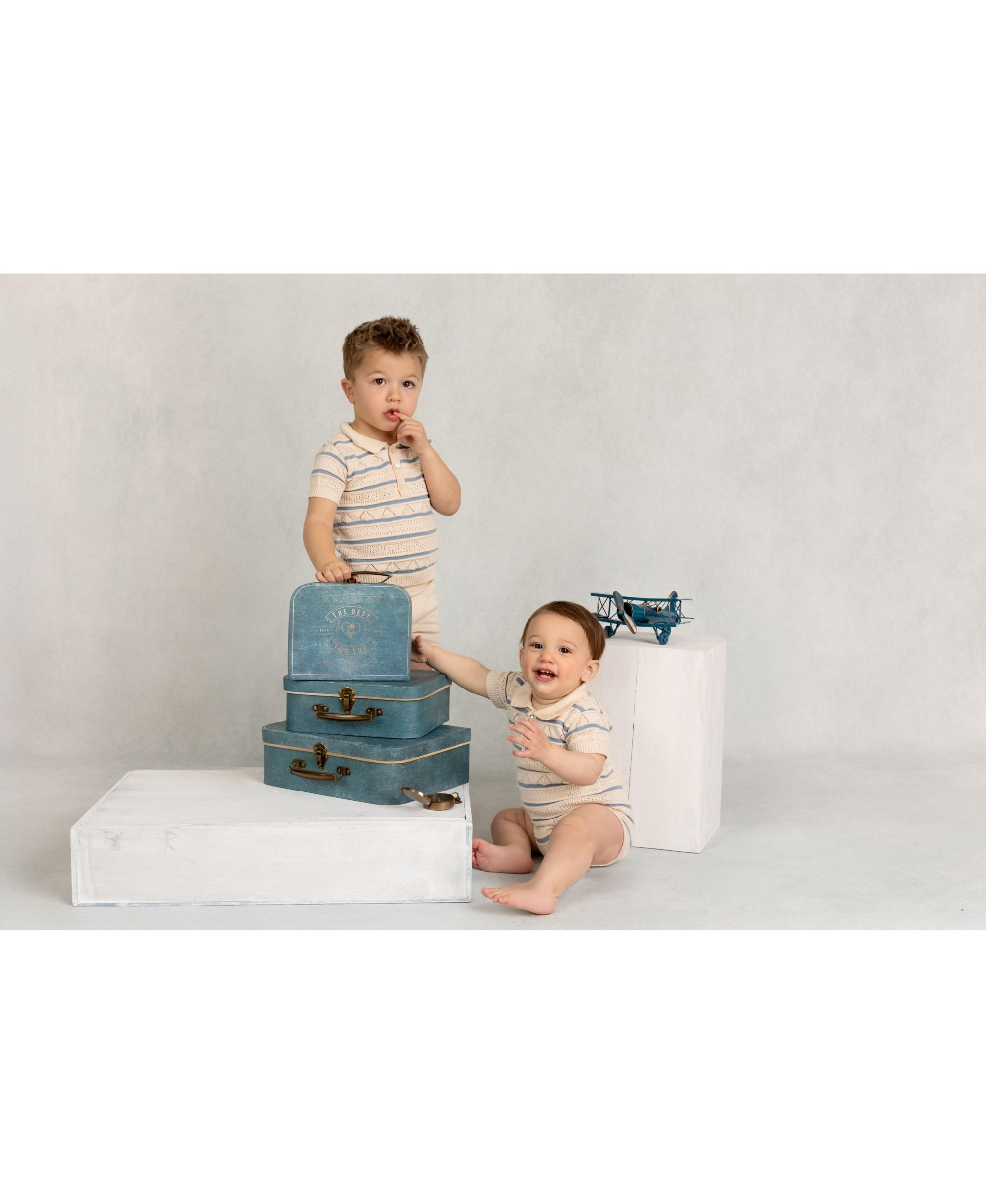 Boys' Pointelle Striped Knit Romper - Baby — Image 3