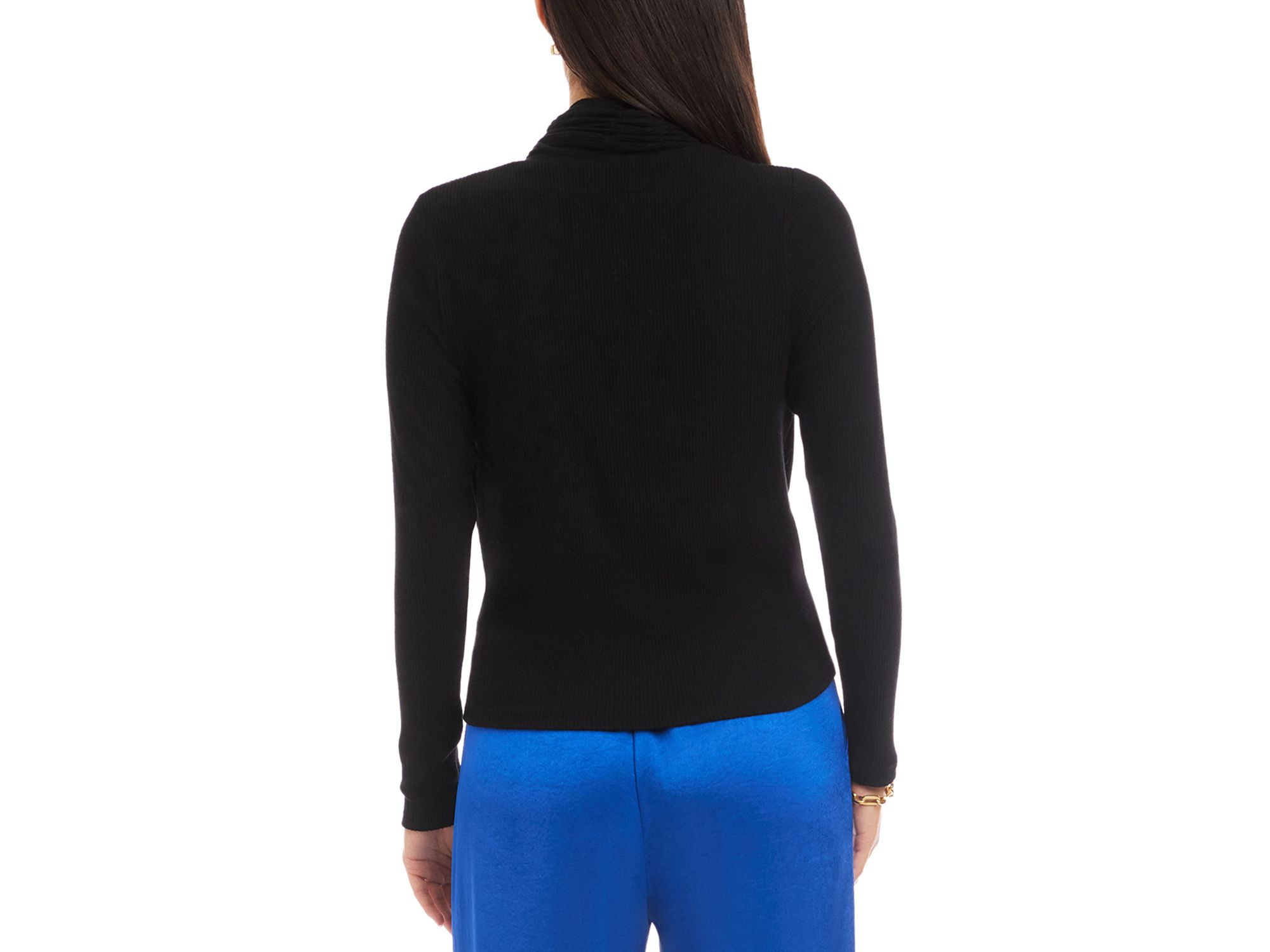 Long Sleeve Ribbed Drape Front Crossover Top — Image 3