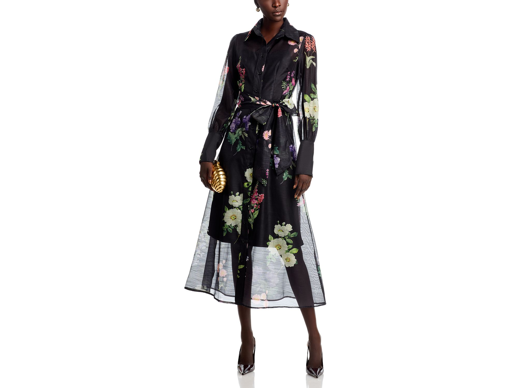 Sheer Floral Button Front Dress — Image 3