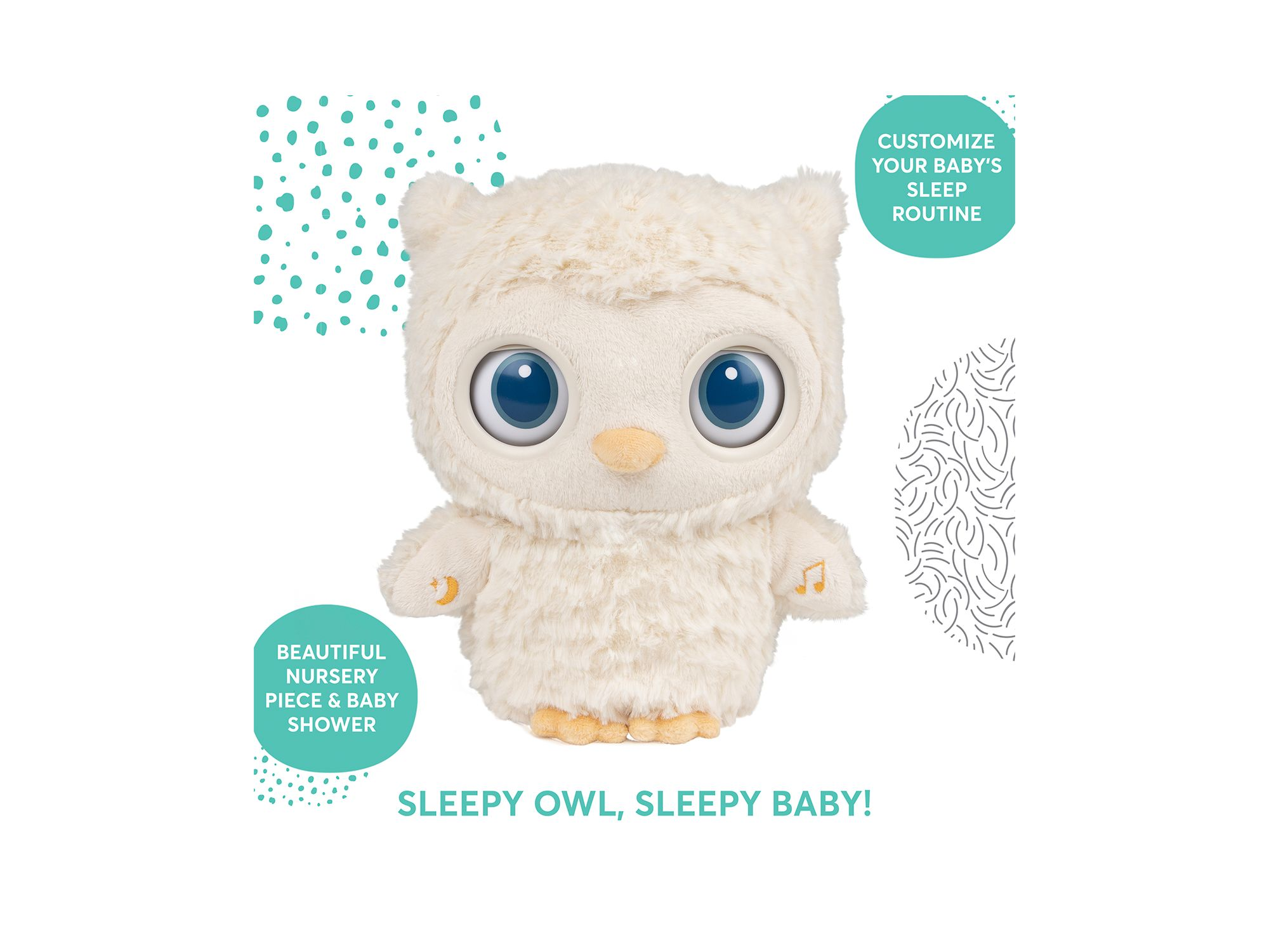 Baby Sleepy Eyes Owl Bedtime Soother Plush Night Light & Sound Machine, 8" - Ages 0+ — Image 6