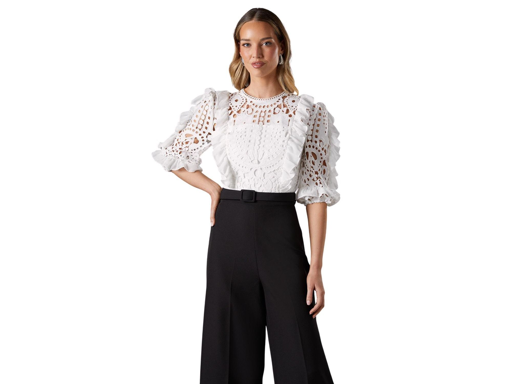 Lace Cut Out Belted Jumpsuit — Image 3