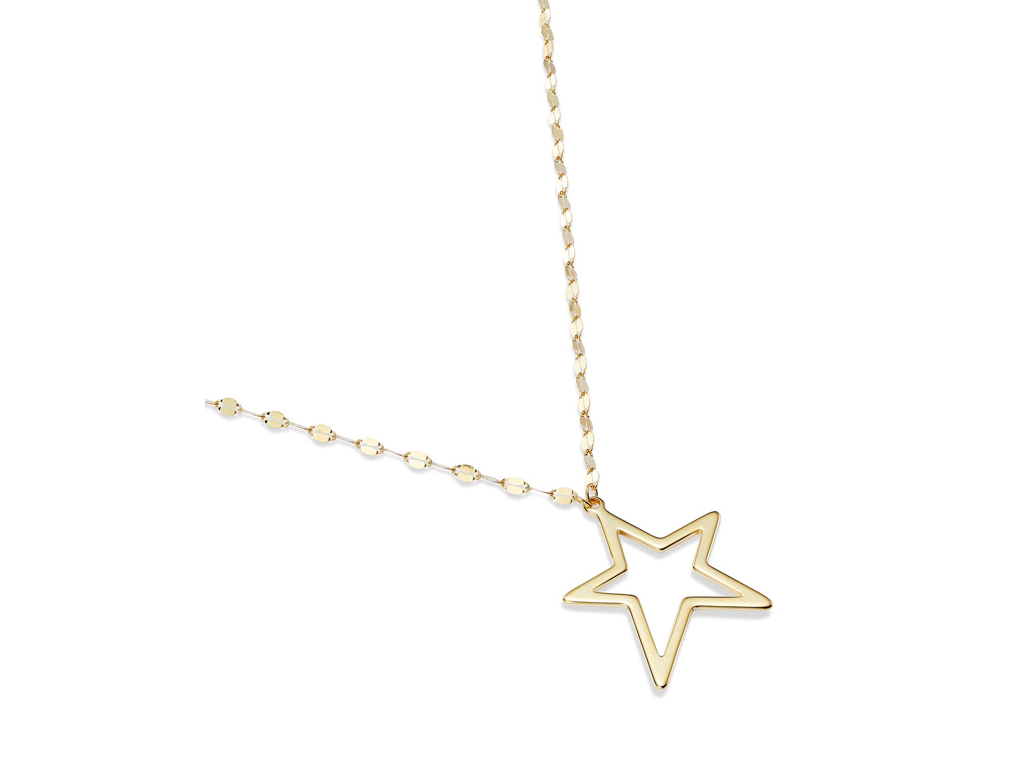 Open Star Pendant Necklace in 14K Yellow Gold, 18" — Image 4