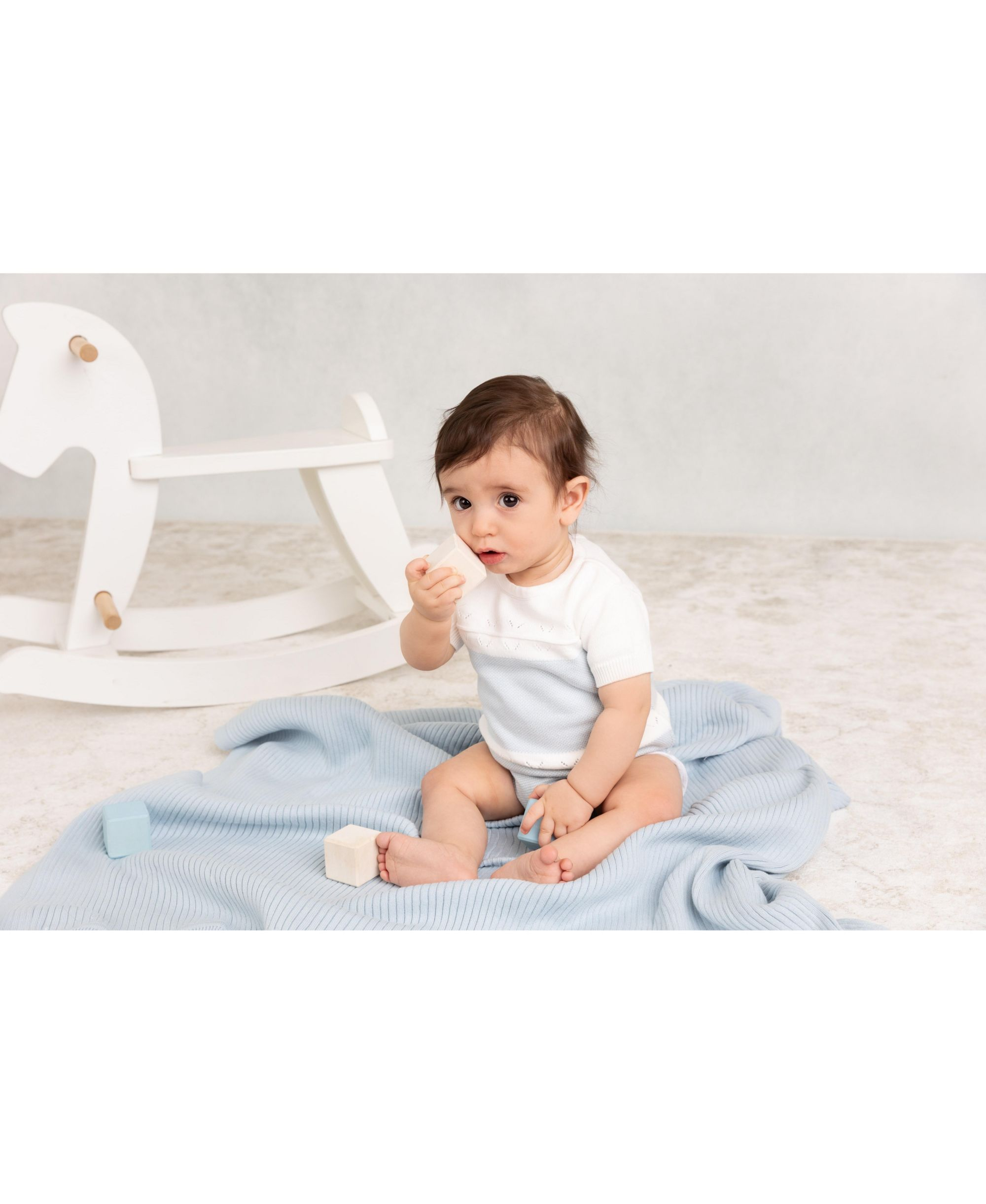 Boys' Pointelle Contrast Knit Romper - Baby — Image 3