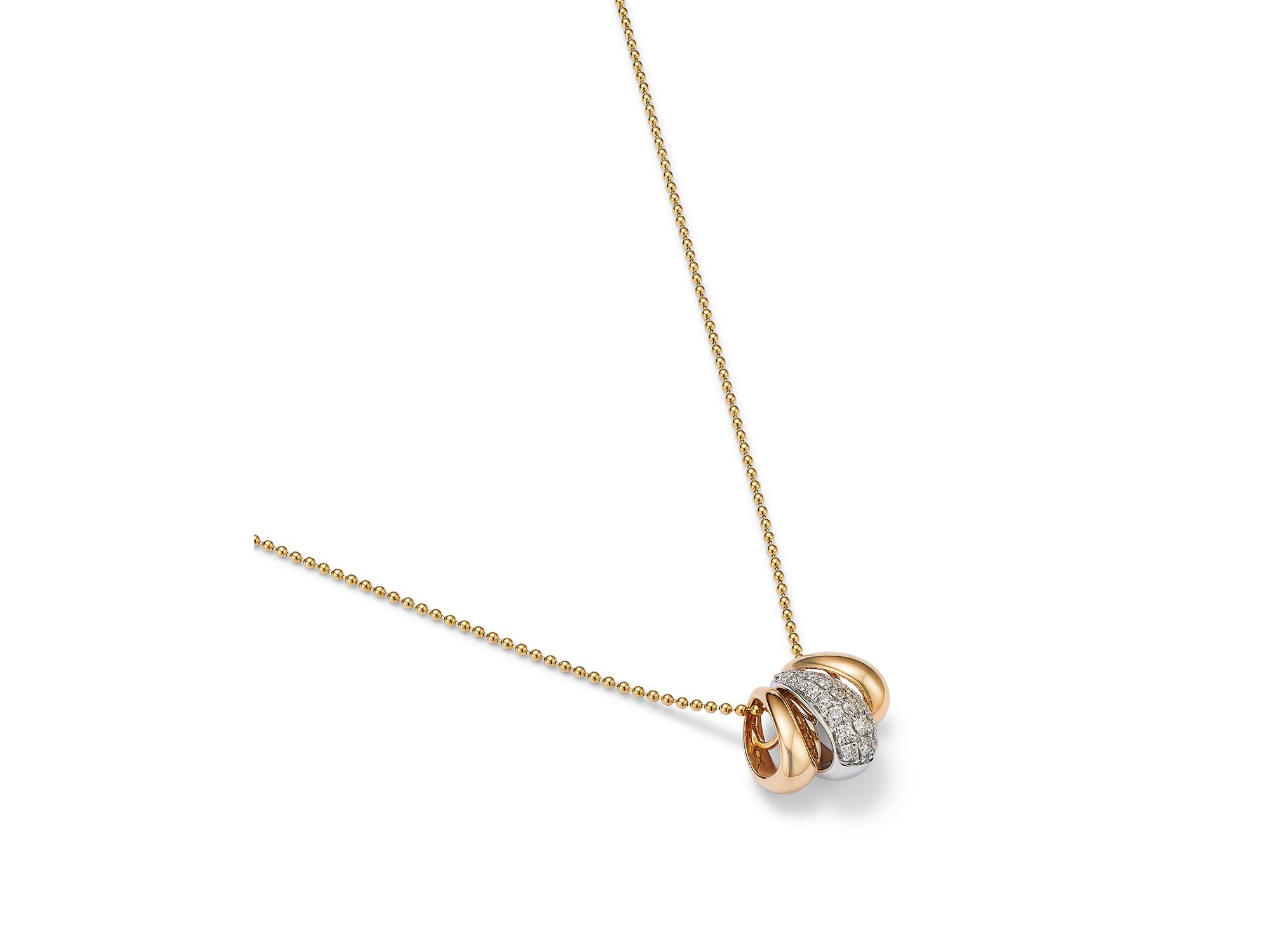 Diamond & Polished Ring Pendant Necklace in 14K White & Yellow Gold, 0.2 tcw — Image 3