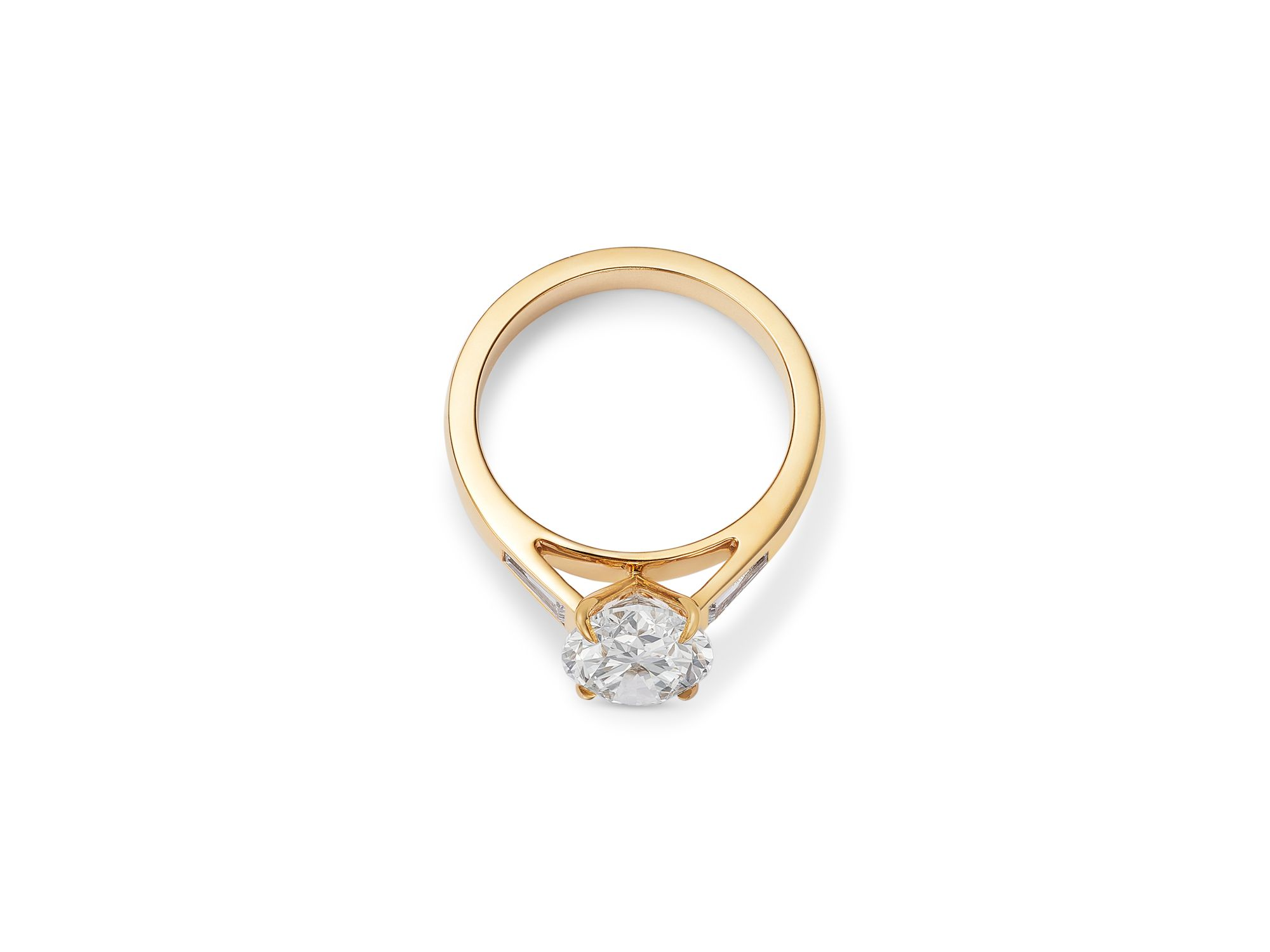 Luxe Collection Certified Lab Grown Diamond Oval & Baguette Engagement Ring in 14K Yellow Gold, 3.25 tcw — Image 3
