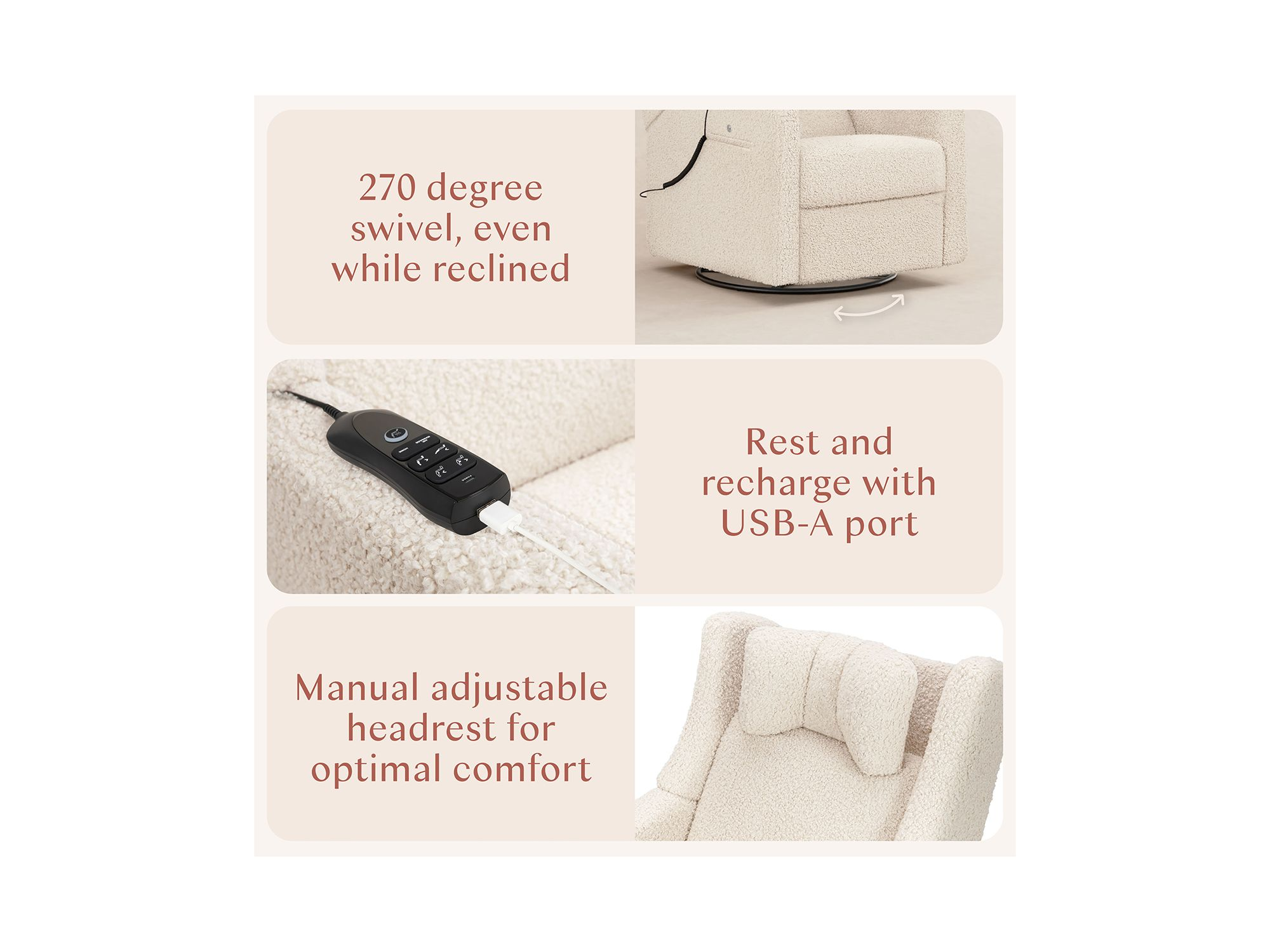 Kiwi Deluxe Power Recliner & Swivel Glider with Heat & Massage — Image 6