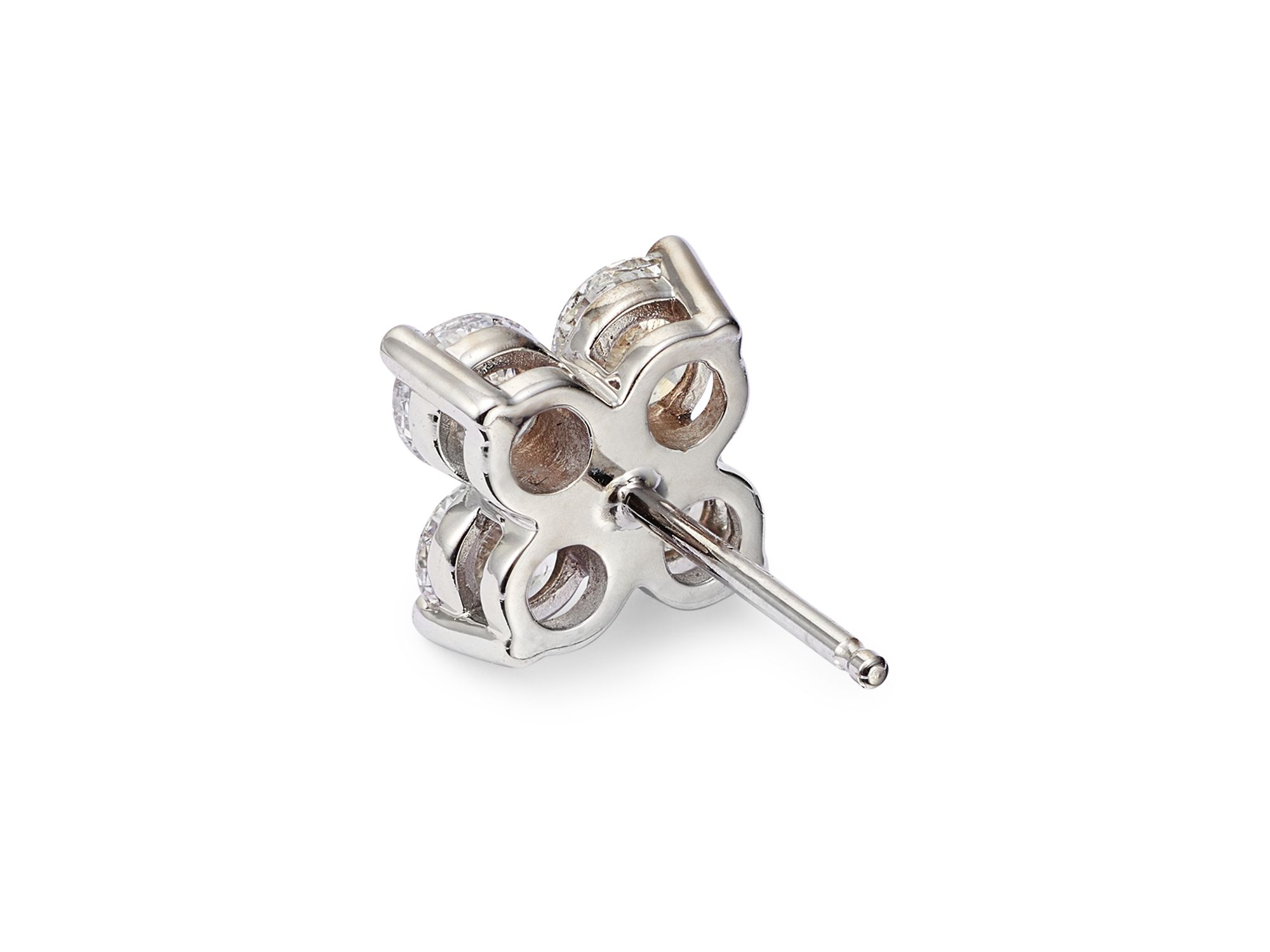 Diamond Clover Stud Earrings in 14K White Gold, 2.0 tcw — Image 3