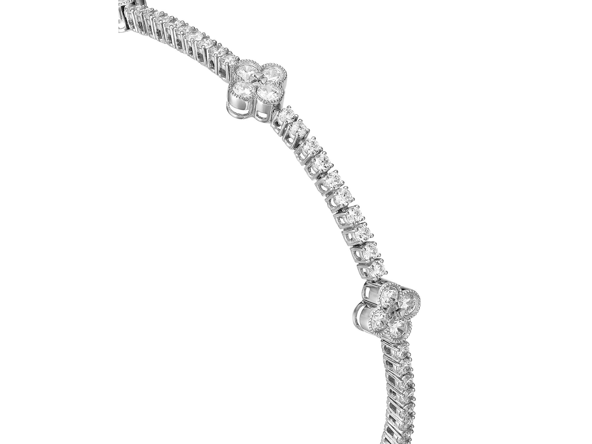 Diamond Clover Station Bracelet in 14K White Gold, 1.0 tcw — Image 3