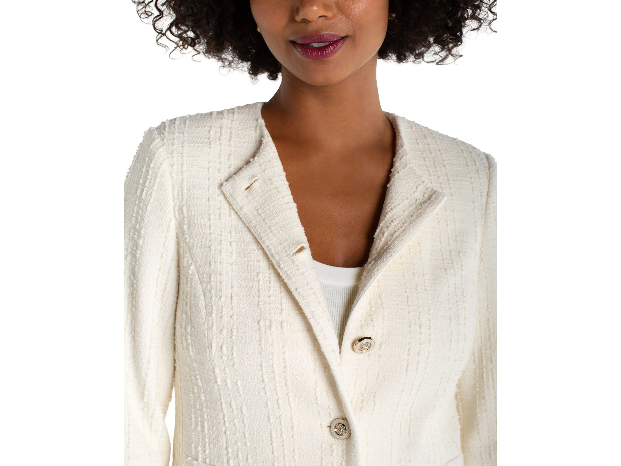 Collarless Bouclé Jacket — Image 3