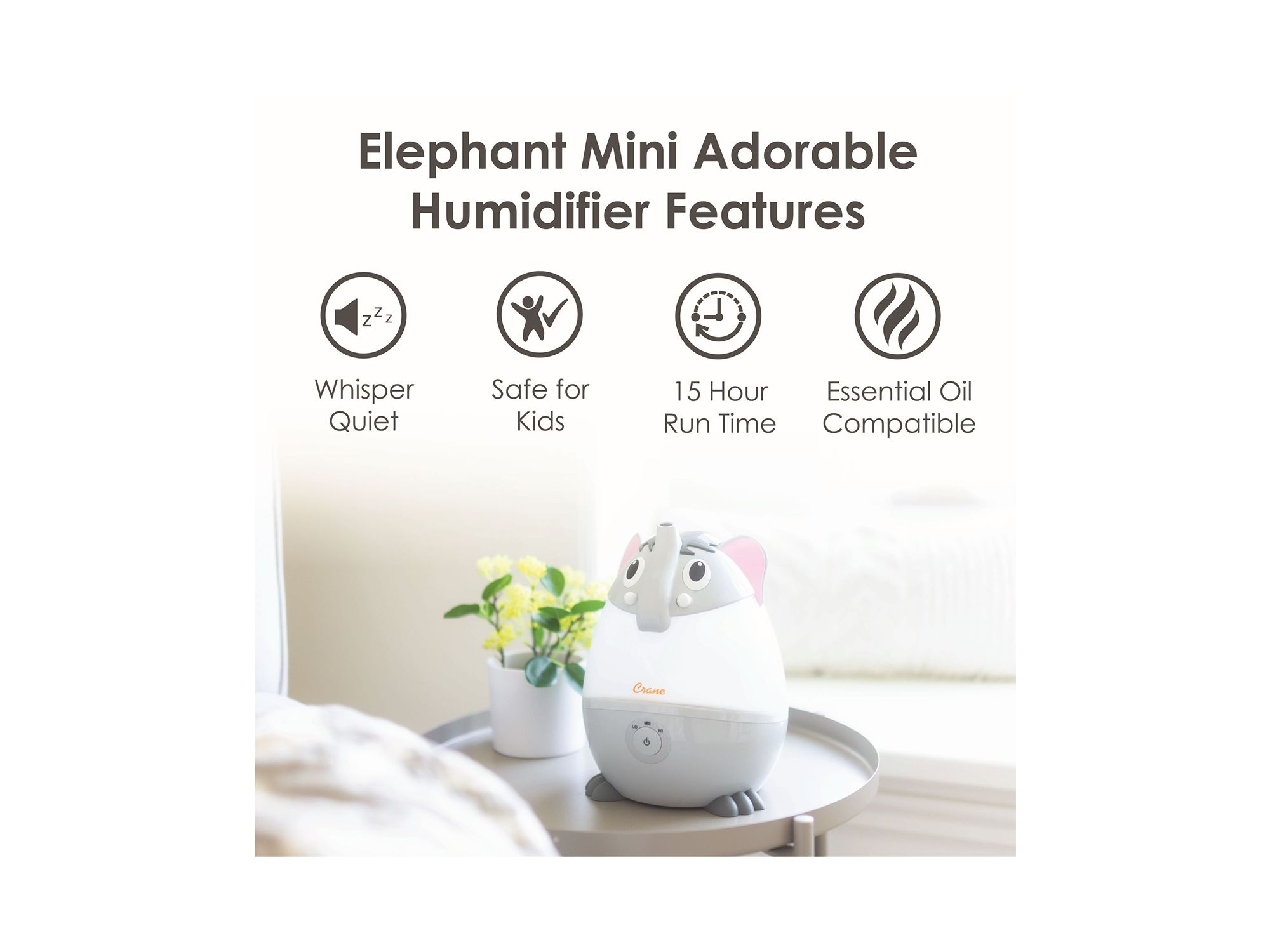Adorable Humidifier, Mini Elephant, Cool Mist Humidifier with Vapor Tray, 0.5 Gal. — Image 8