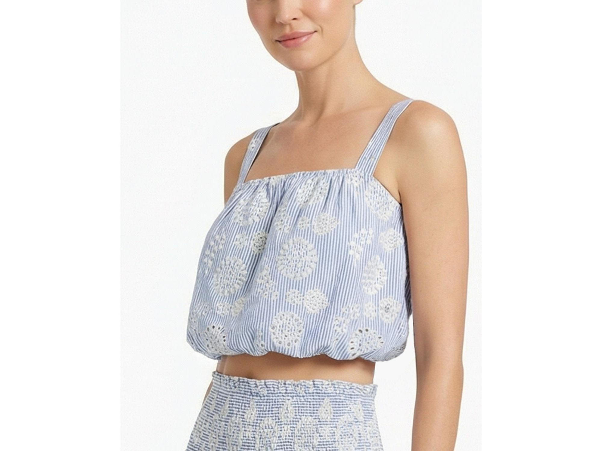 Dani Eyelet Bubble Crop Top — Image 7