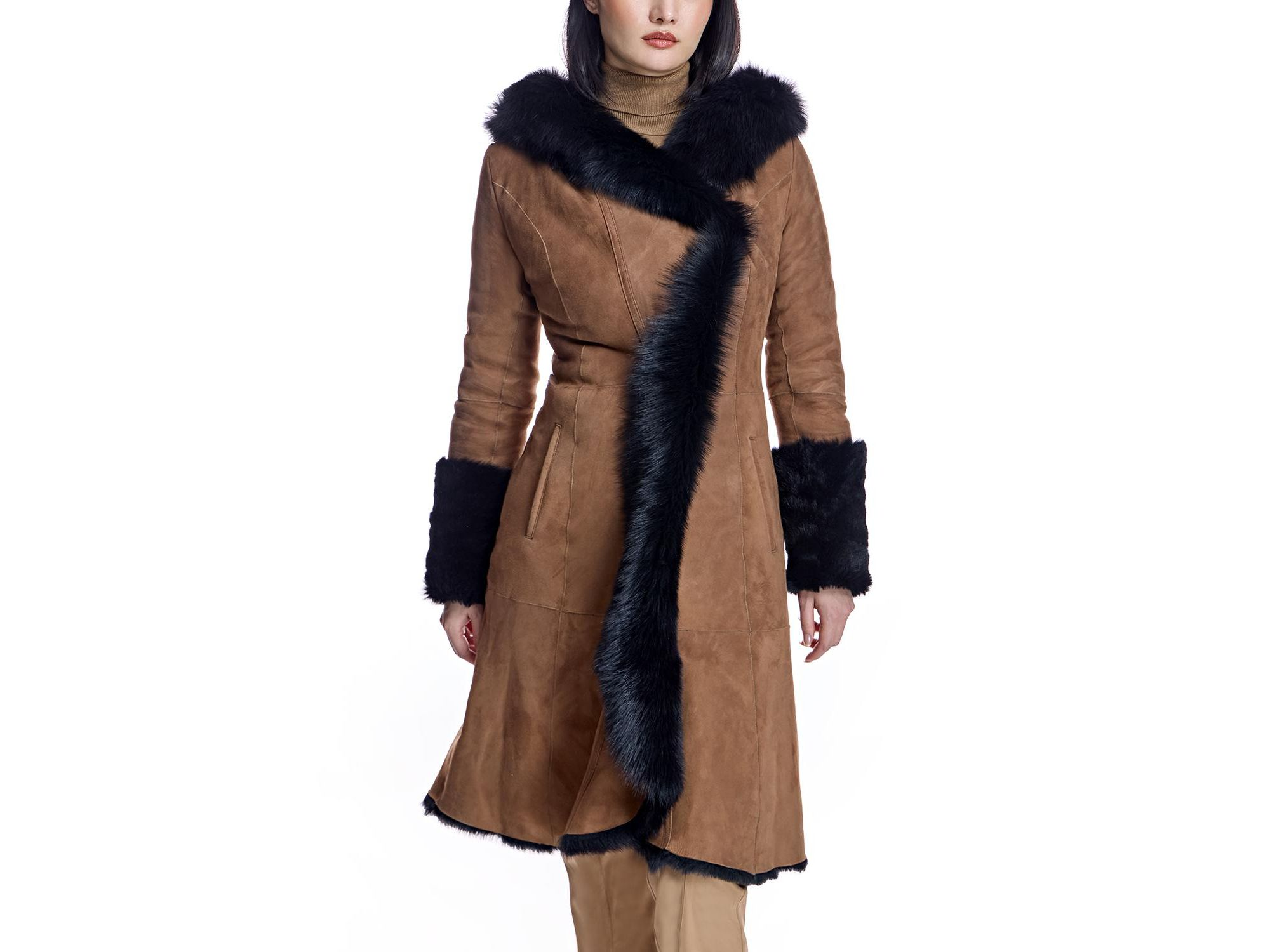 Hooded Shearling Coat — Image 3