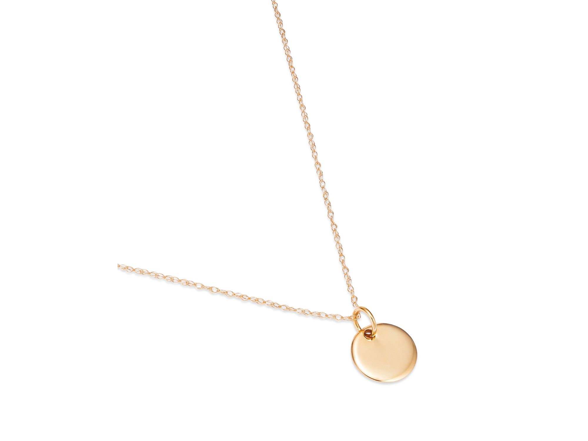 Mini Round Tag Pendant Necklace in 14K Yellow Gold, 18" — Image 3