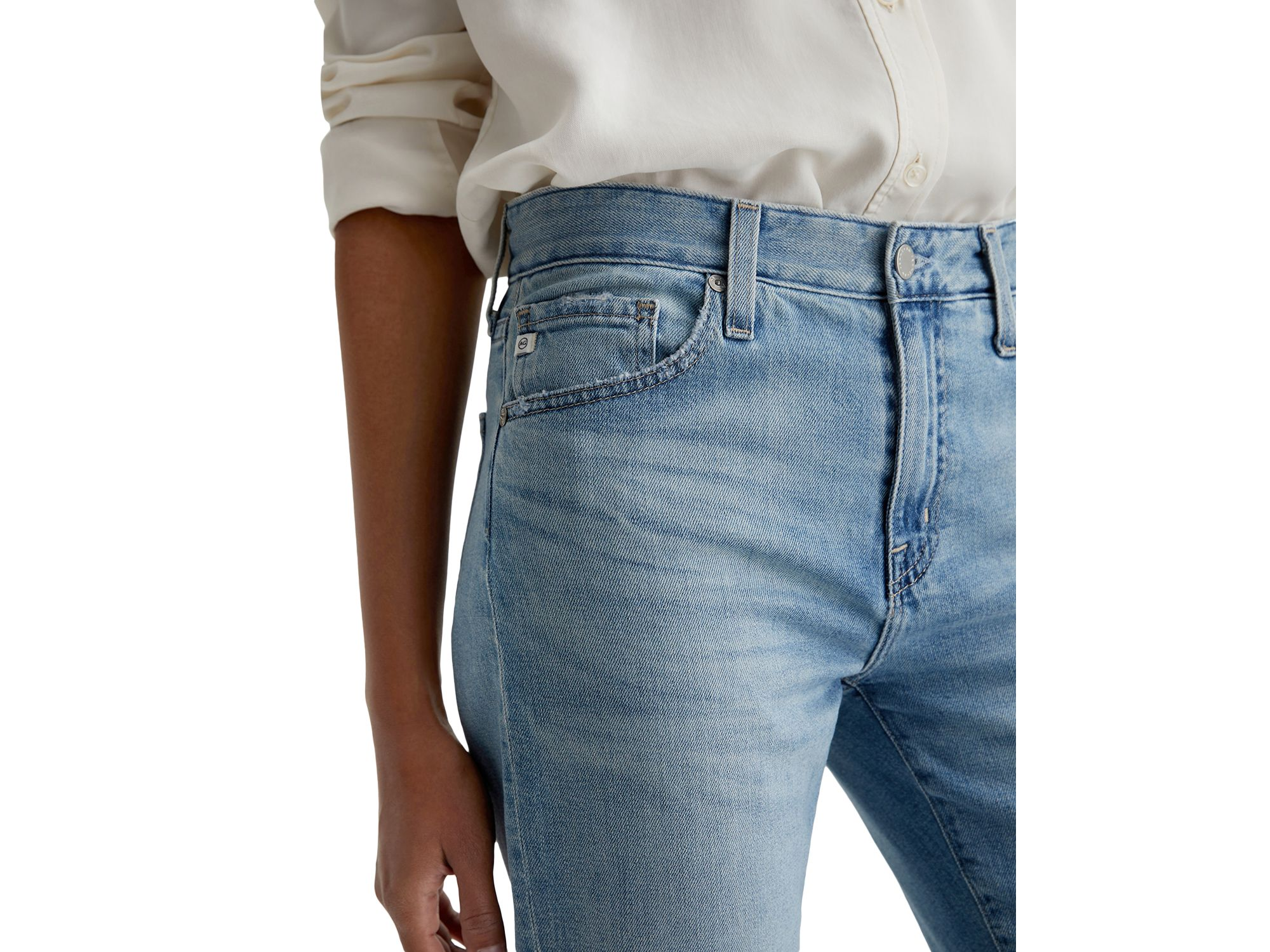 Ex Boyfriend Mid Rise Straight Leg Jeans in Aries Destructed — Image 3