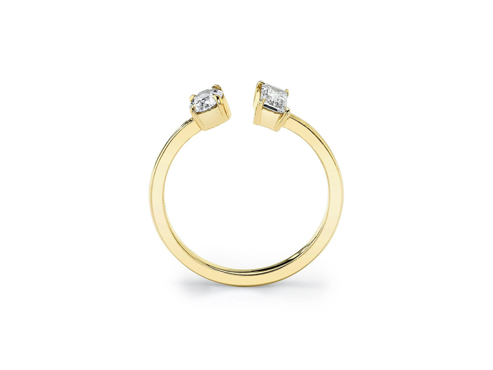 Mixed Lab-Grown Diamond Cuff Ring in 14K Yellow Gold, .50ctw Baguette & Oval Lab Grown Diamonds — Image 3