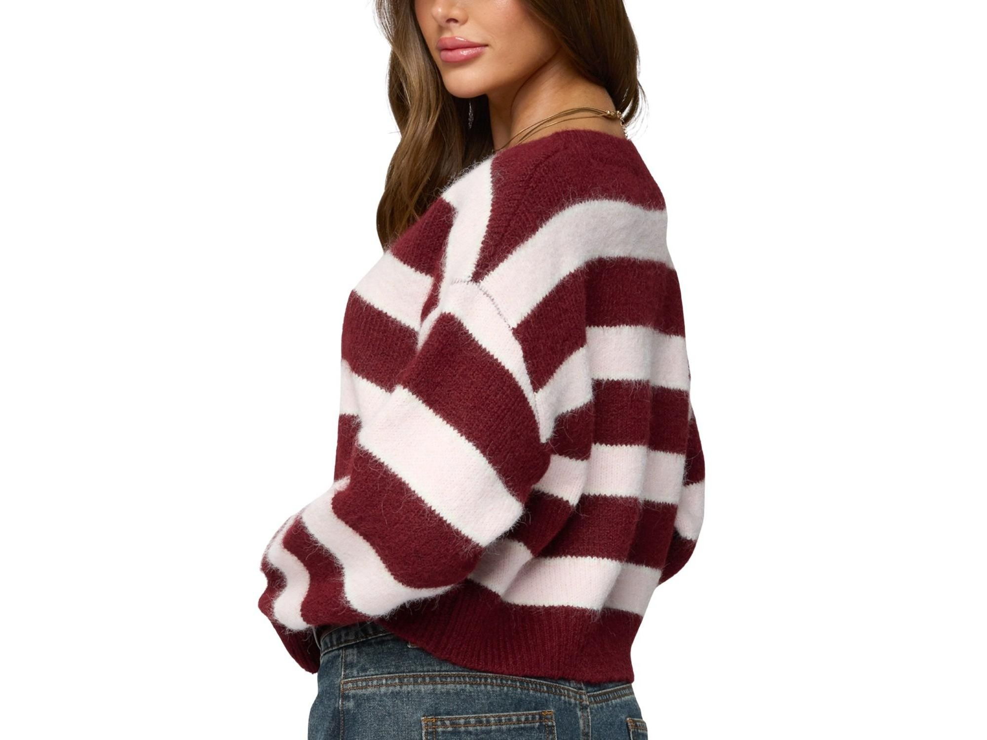 Kaz Striped Knit V Neck Cardigan — Image 3