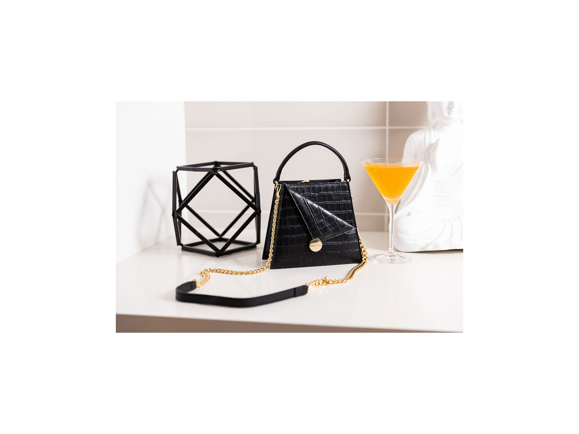Kandi Croc Embossed Leather Handbag — Image 10