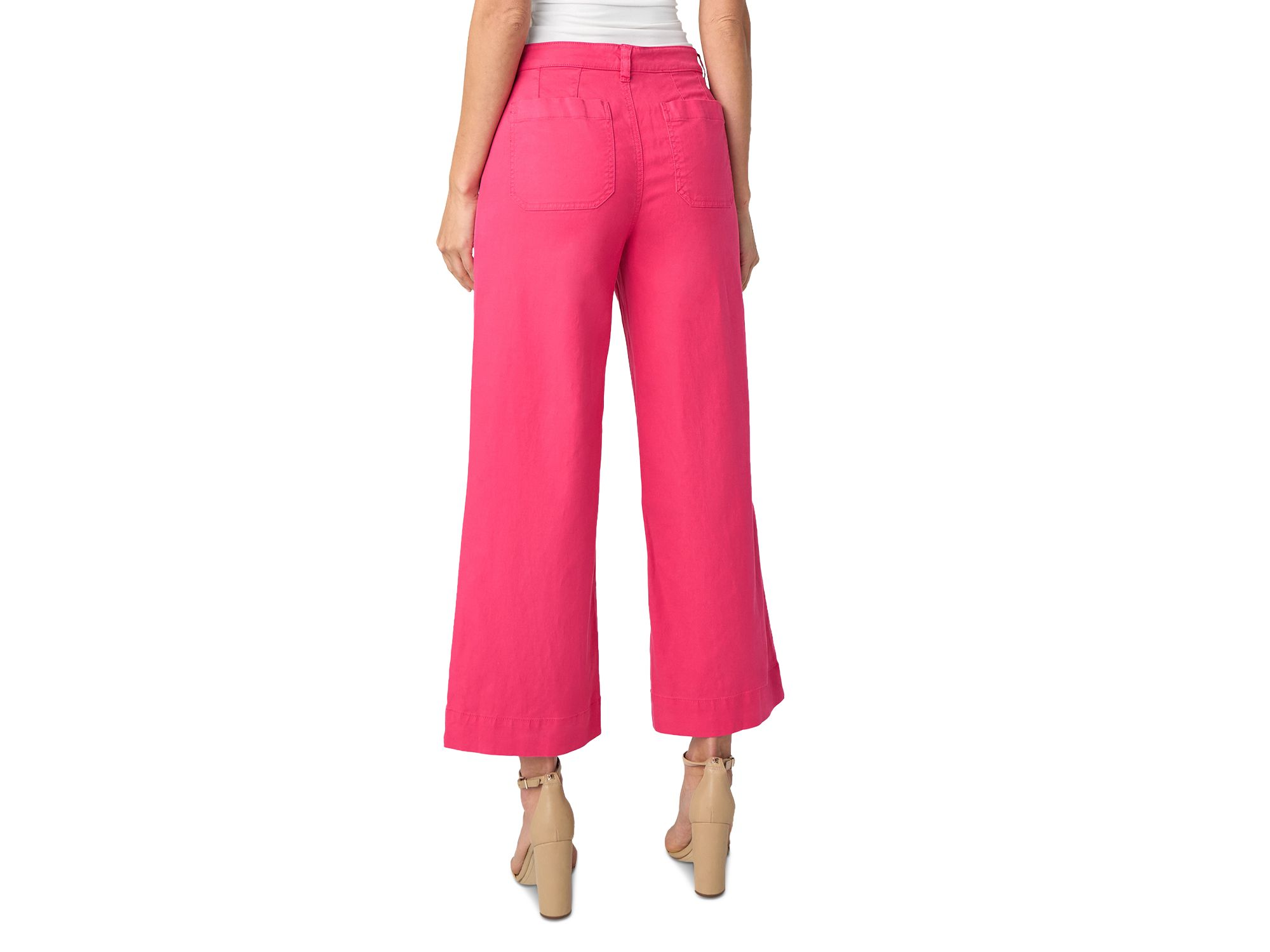 Crop Wide Leg Jeans in Bright Pink — Image 3