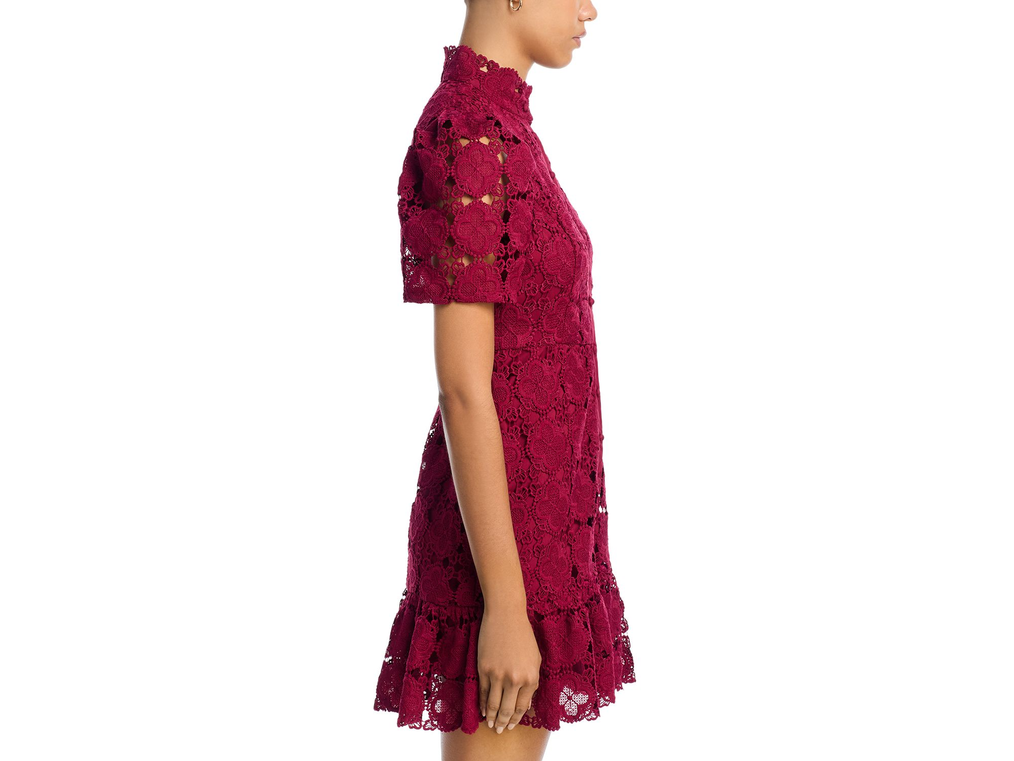 Floral Lace Mock Neck Mini Dress -Exclusive — Image 4