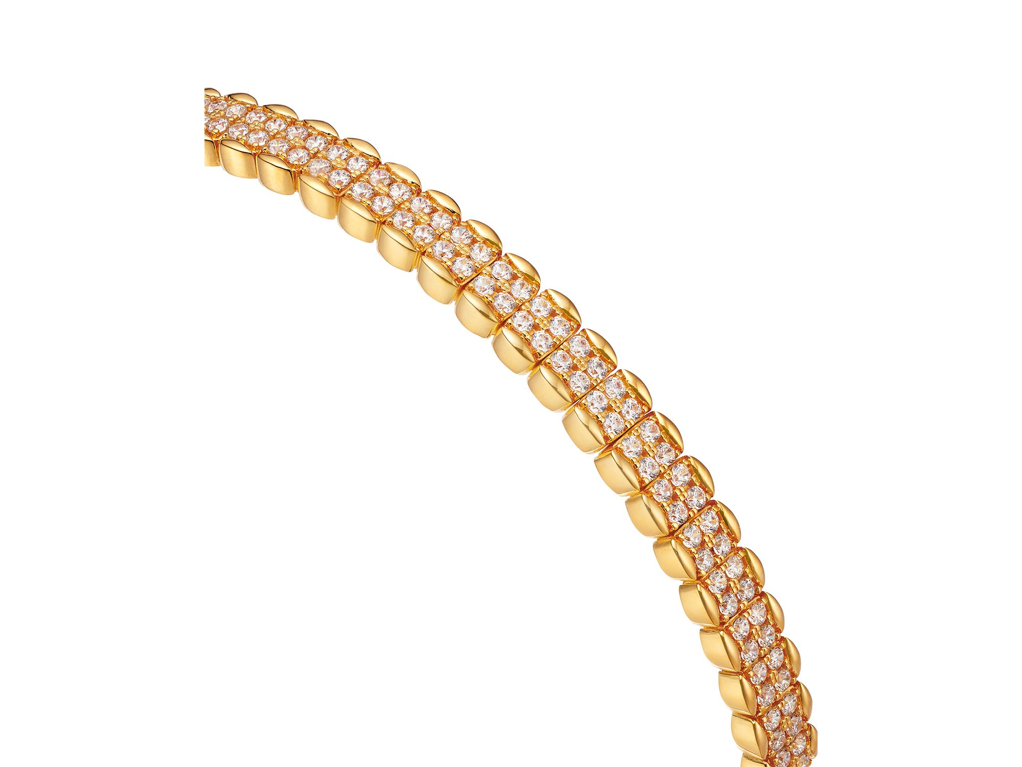 Diamond Bangle Bracelet in 14K Yellow Gold, 1.0 tcw — Image 3