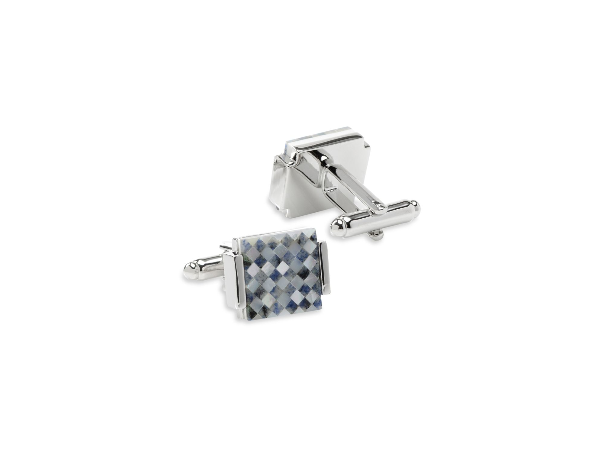 Floating Mother Of Pearl Checkered Square Cufflinks — Image 4