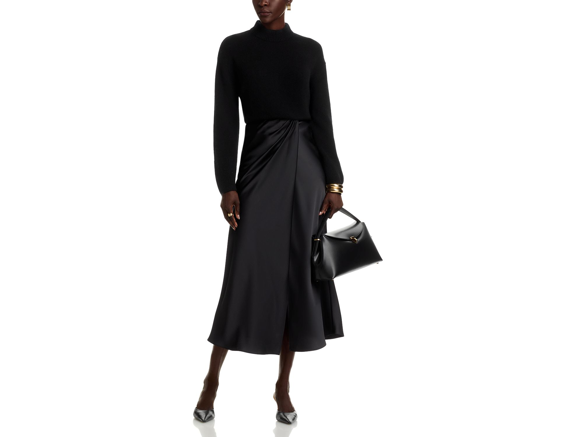 100% Cashmere Long Sleeve Mock Neck Pullover- Exclusive — Image 4
